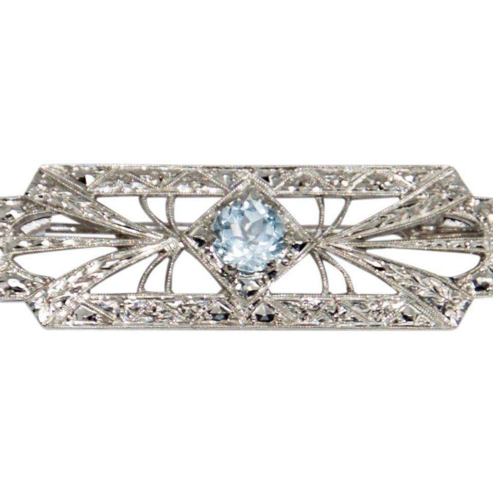 Antique Blue Topaz Panel Brooch
