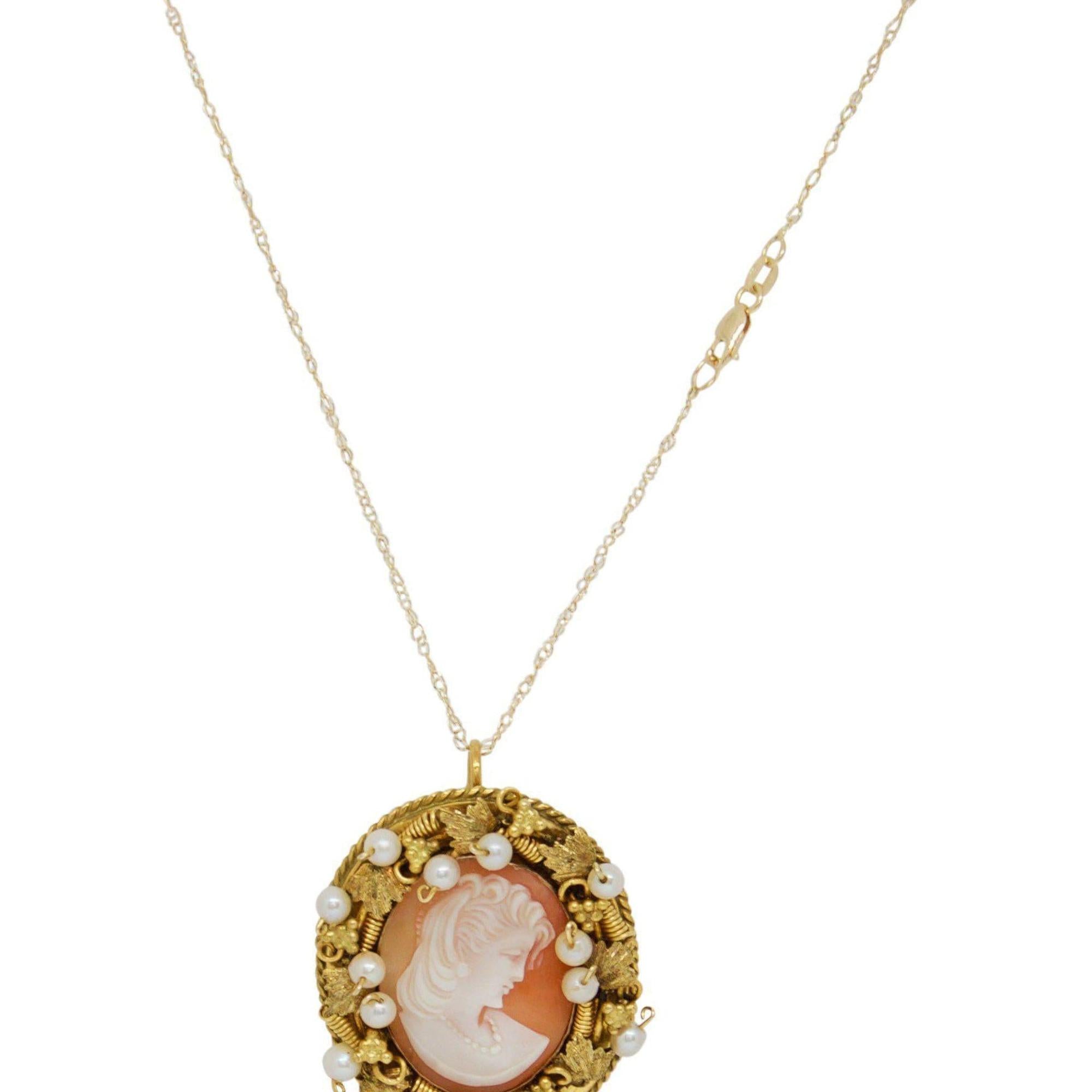 Antique Cameo Brooch/Pendant Necklace