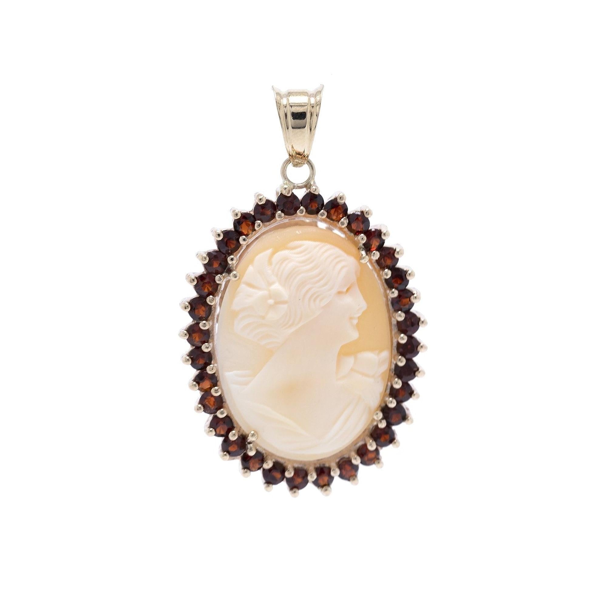 Antique Cameo and Garnet Pendant