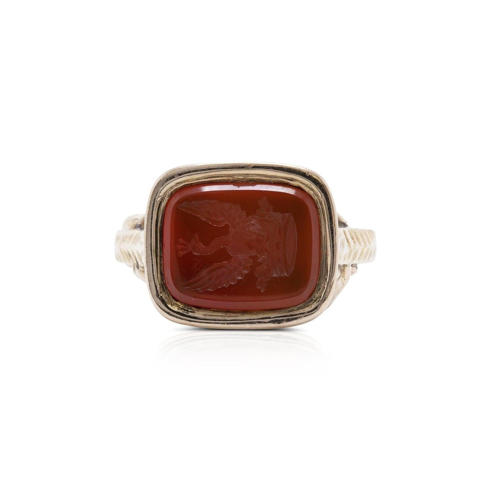 Antique Carved Carnelian Solitaire Ring