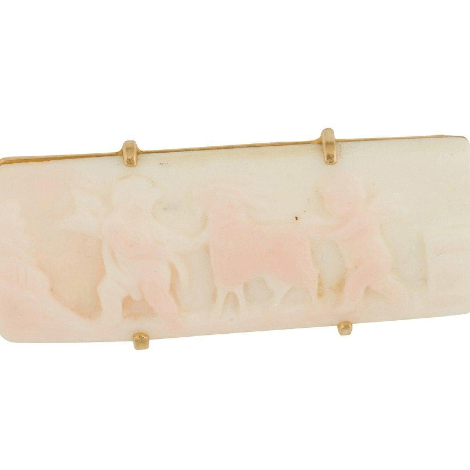 Antique Carved Coral Cameo Brooch