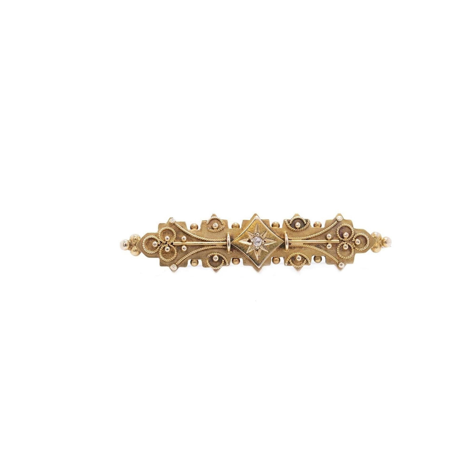 Antique Diamond Bar Pin Brooch