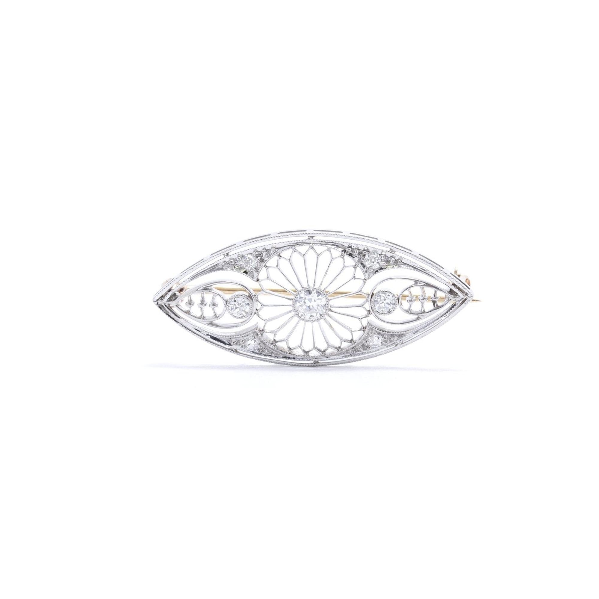 Antique Diamond Filigree Brooch