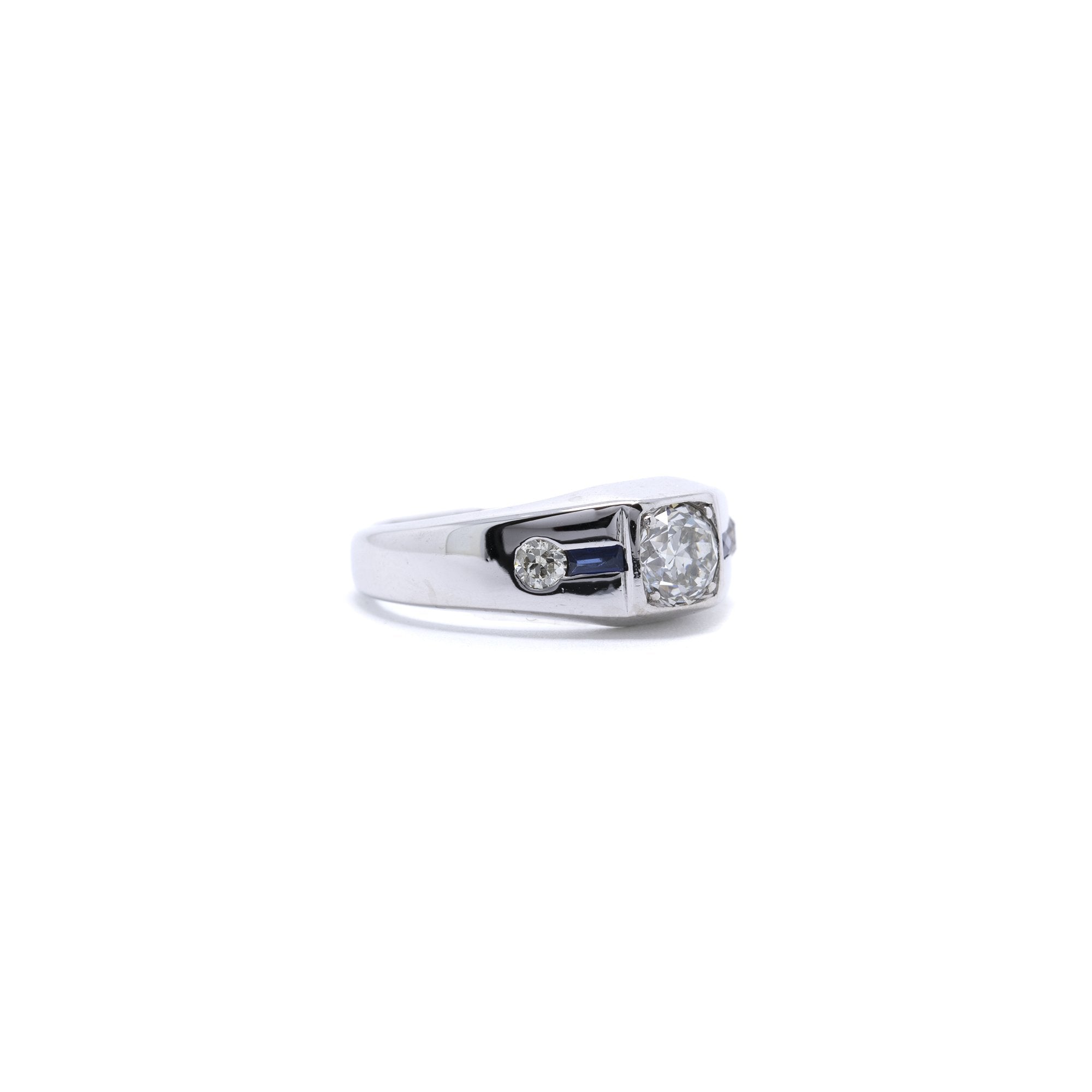 Antique Diamond and Blue Sapphire Ring
