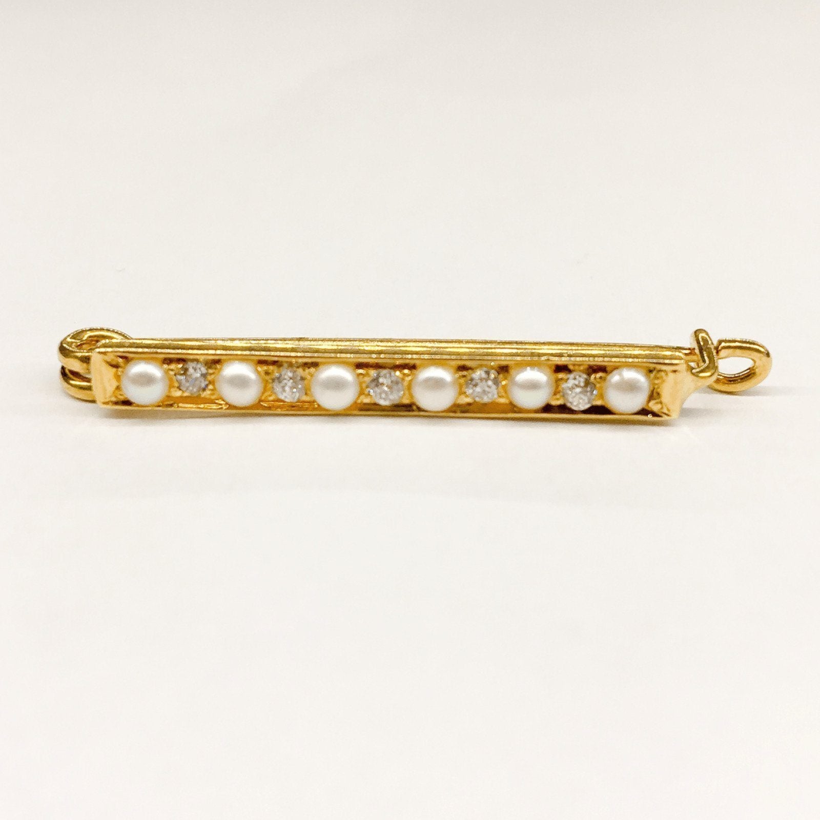 Antique Diamond and Pearl Bar Brooch