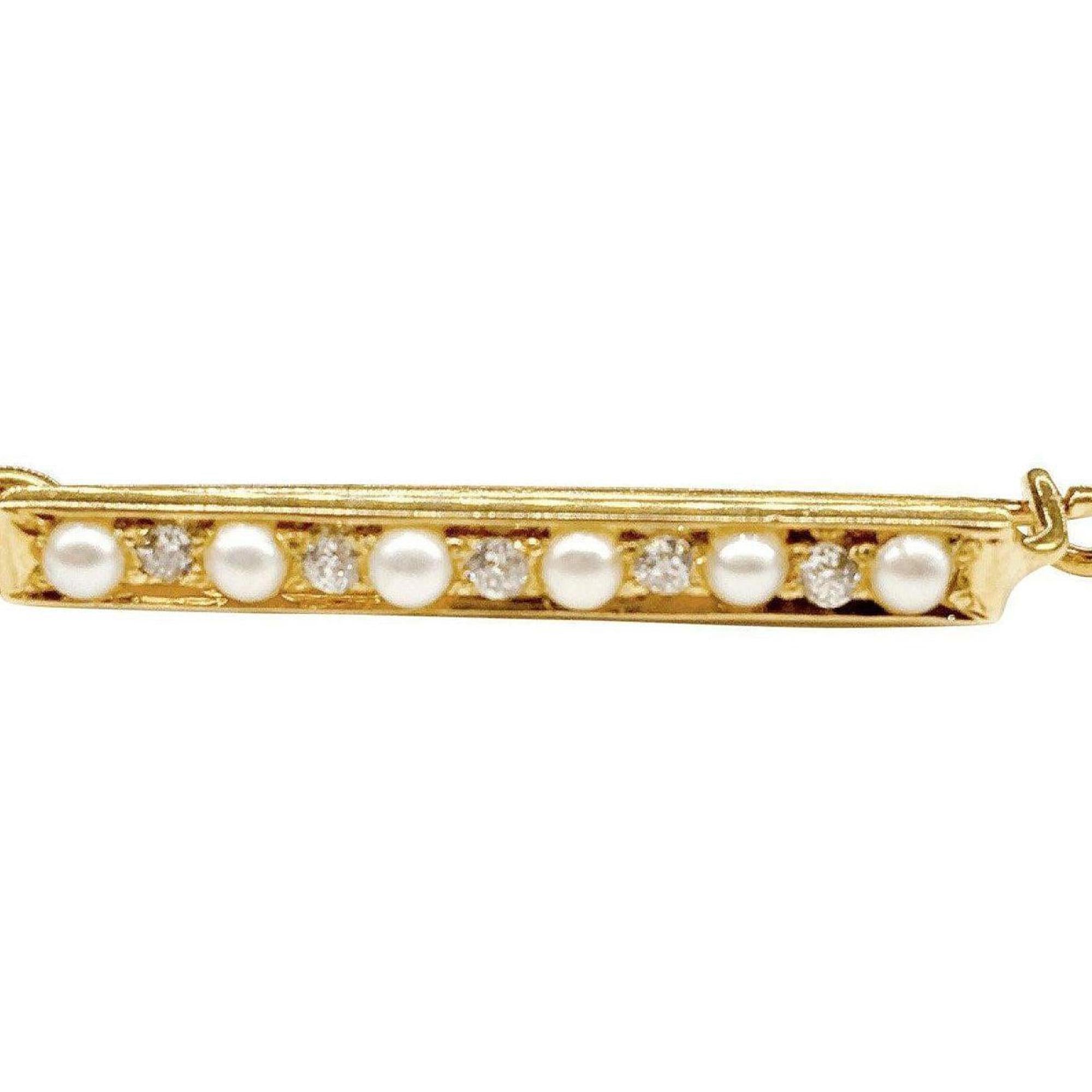 Antique Diamond and Pearl Bar Brooch