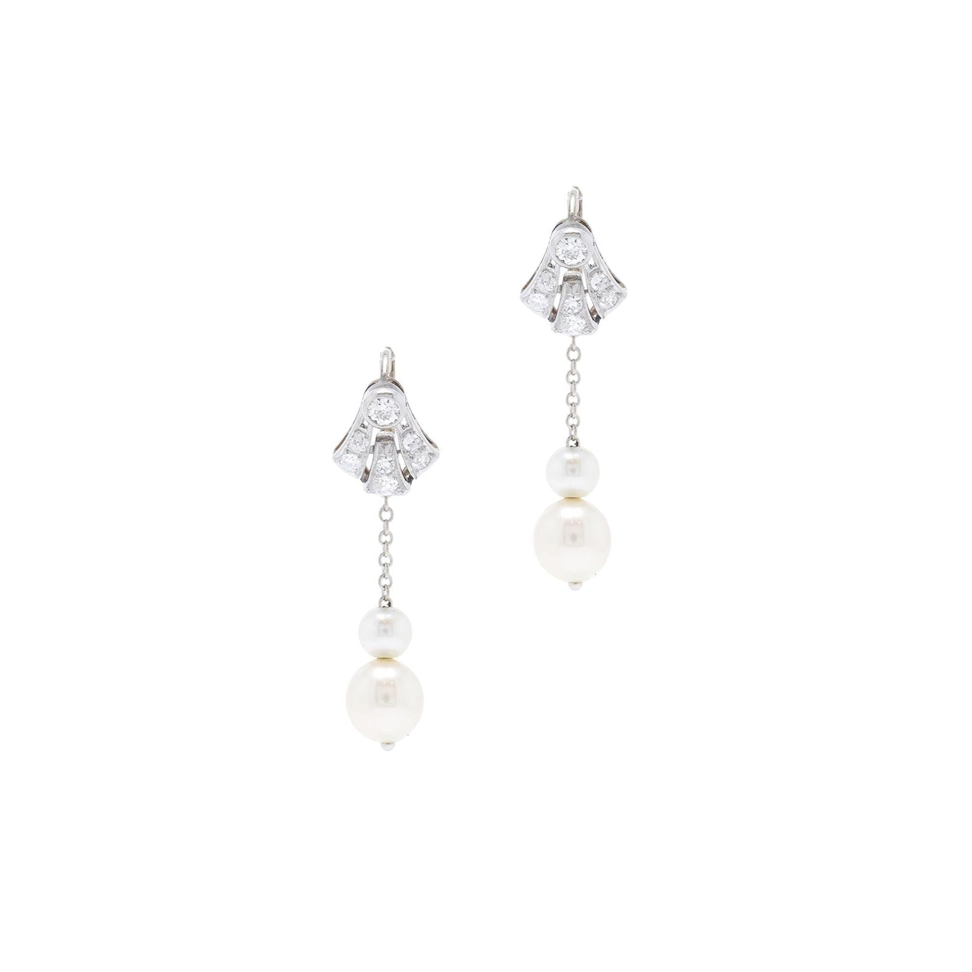 Antique Diamond and Pearl Drop Earrings
