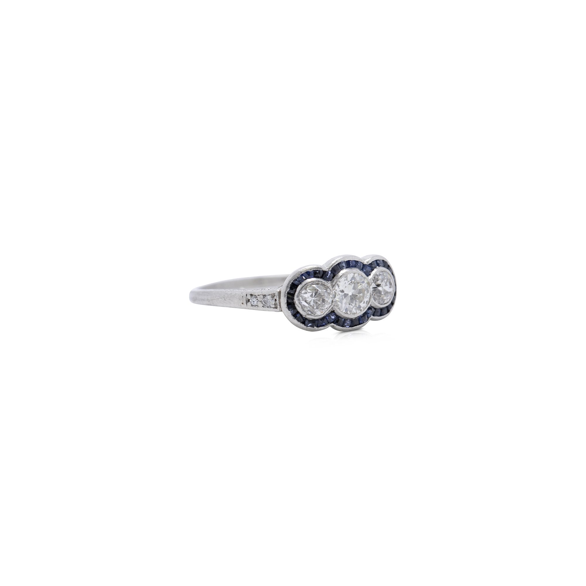 Antique Diamond and Sapphire Art Deco Ring