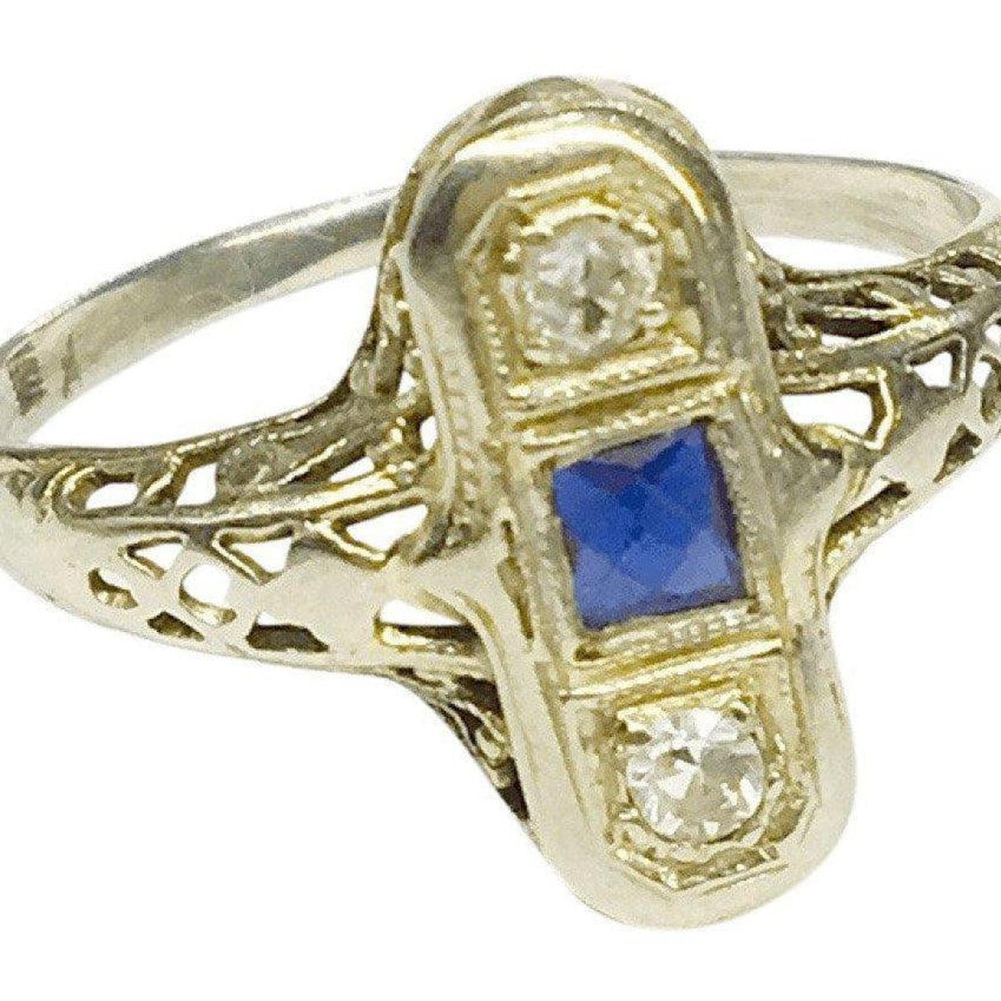 Antique Diamond and Sapphire Ring