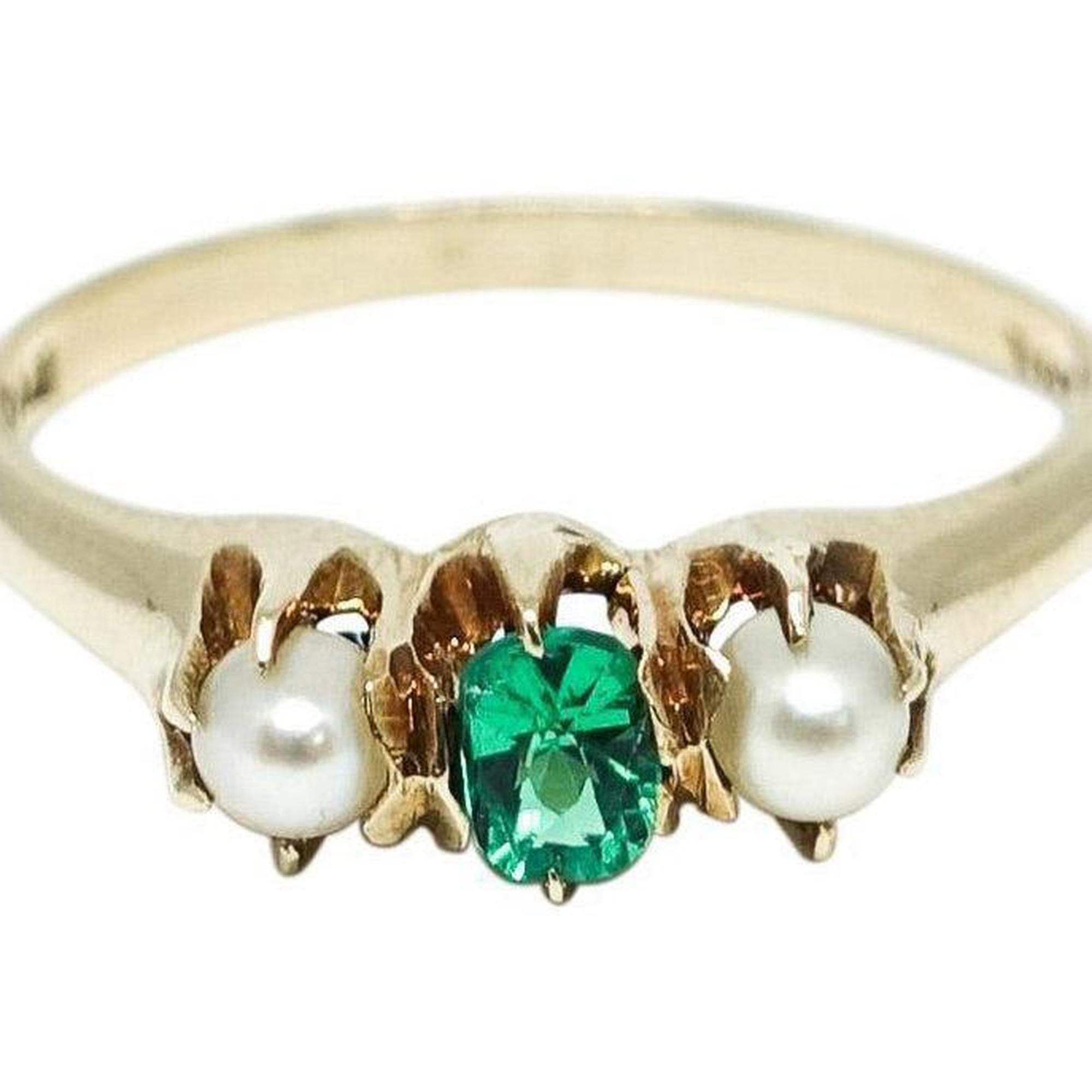 Antique Emerald and Seed Pearl Ring