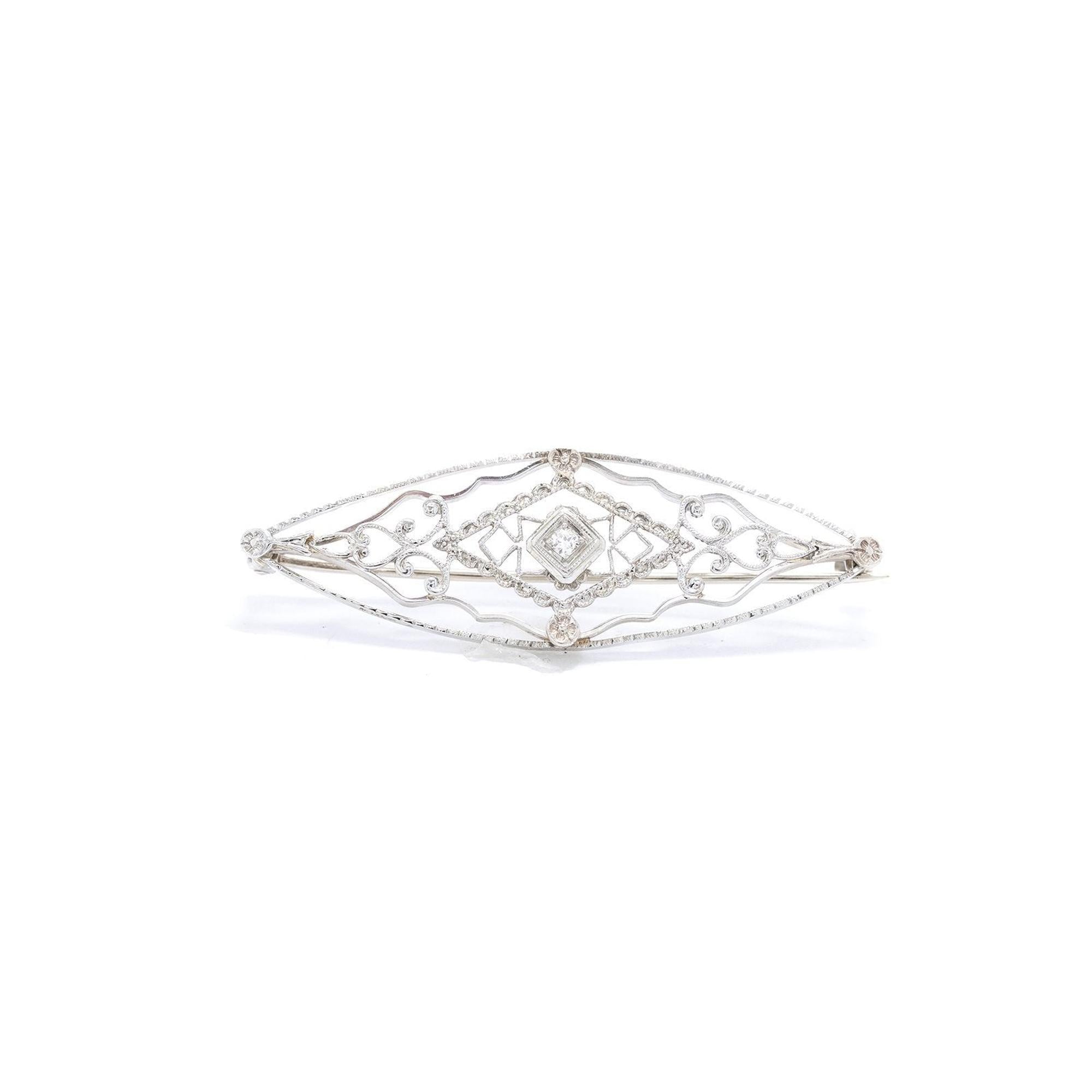 Antique Filigree Diamond Brooch