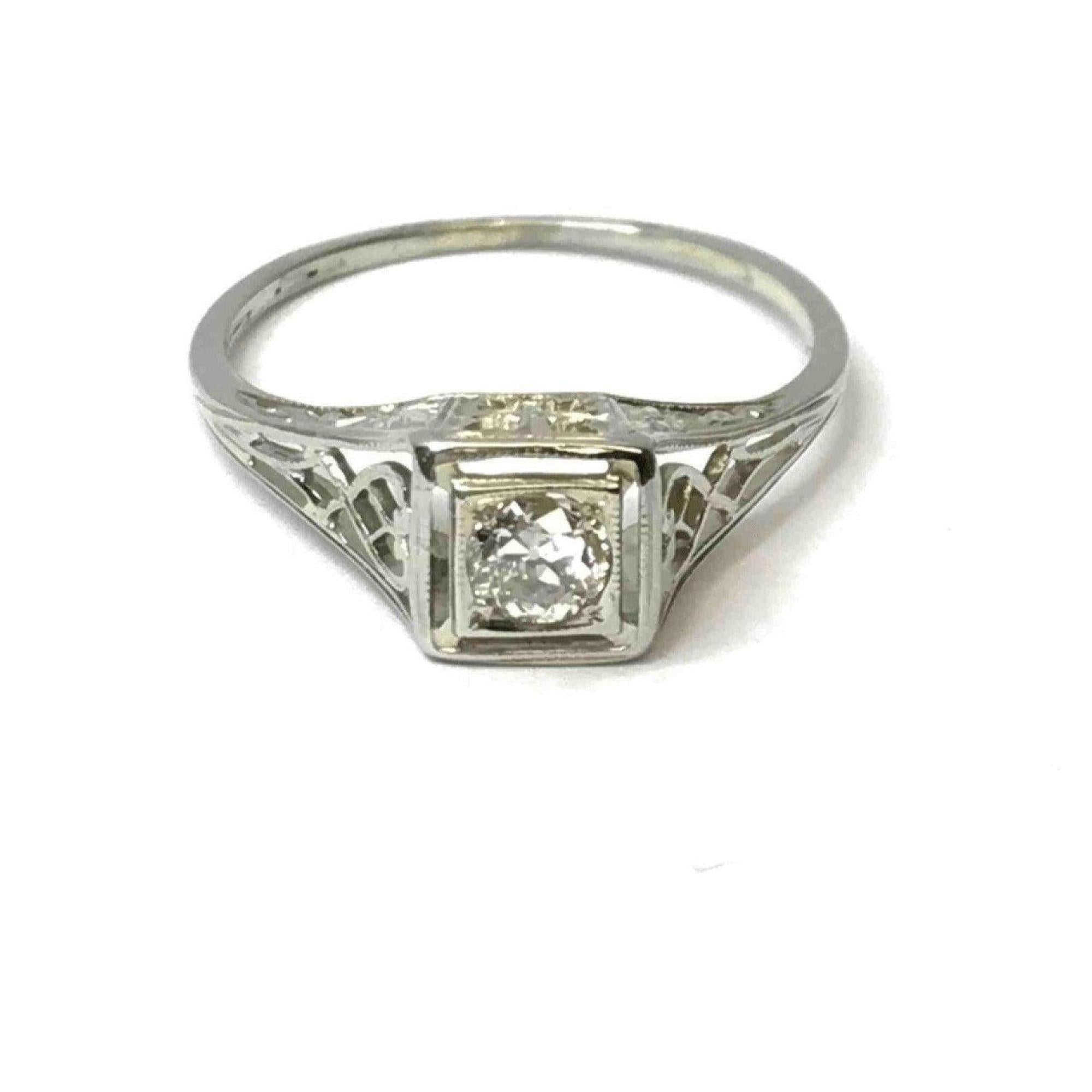 Antique Filigree Diamond Solitaire Ring