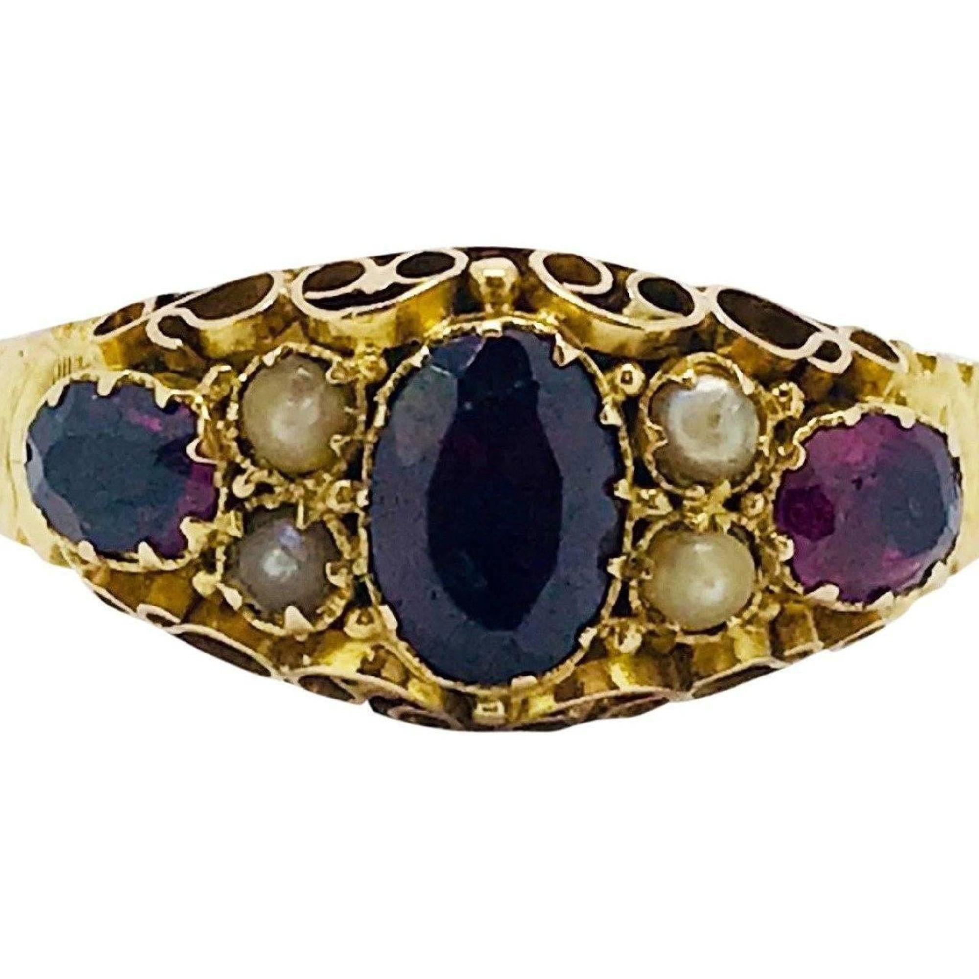 Antique Garnet And Seed Pearl Ring