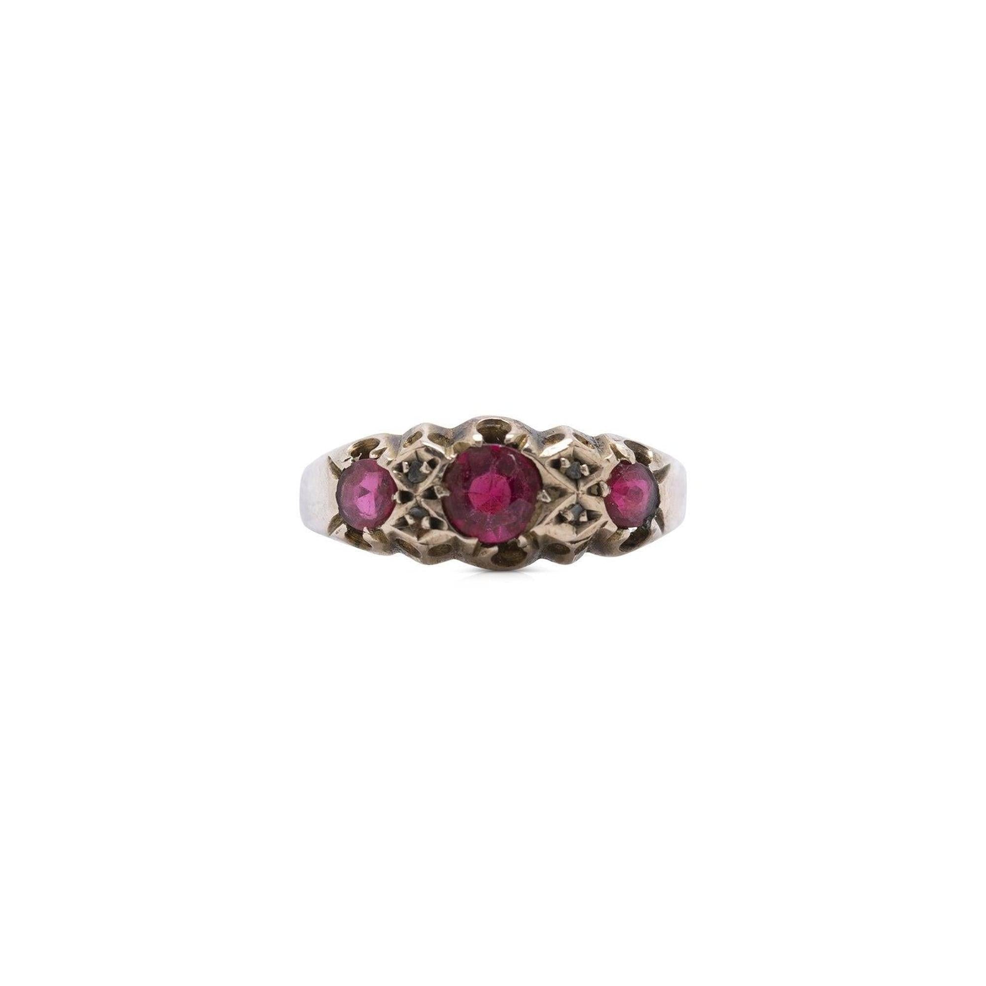 Antique Garnet and Diamond Art Deco Ring