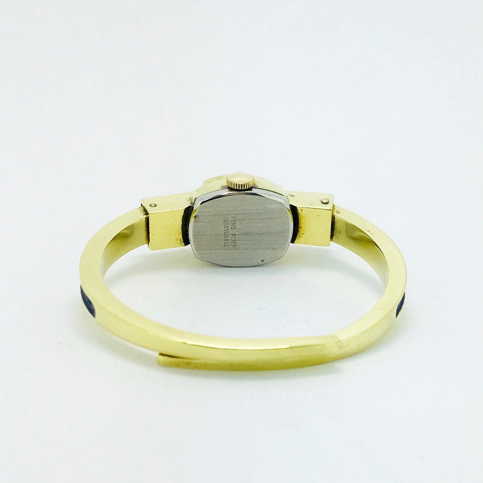Antique Gold Plated Ornata Bangle Watch with Enamel Finish – OLIVER'S