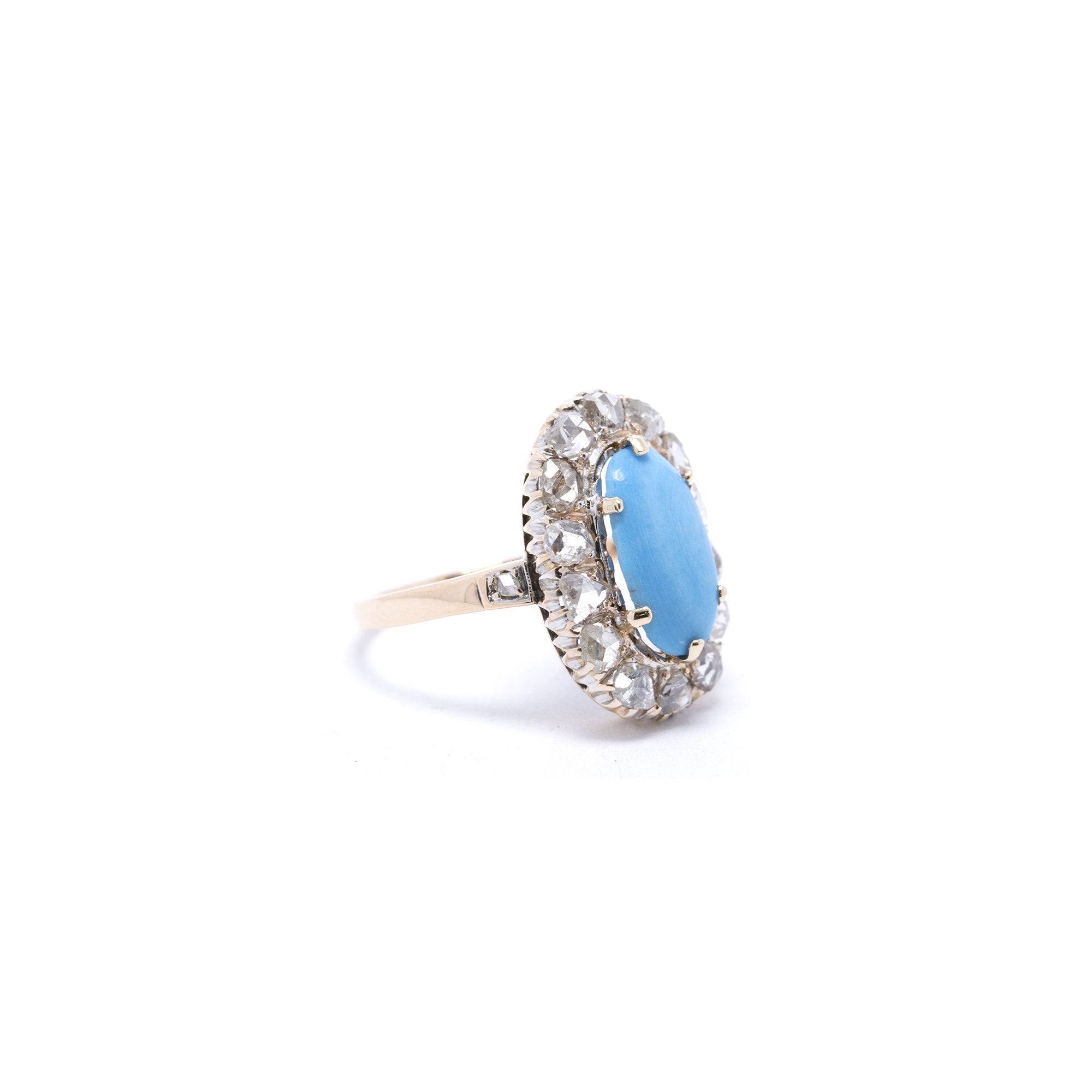 Antique Larimar & Diamond Ring