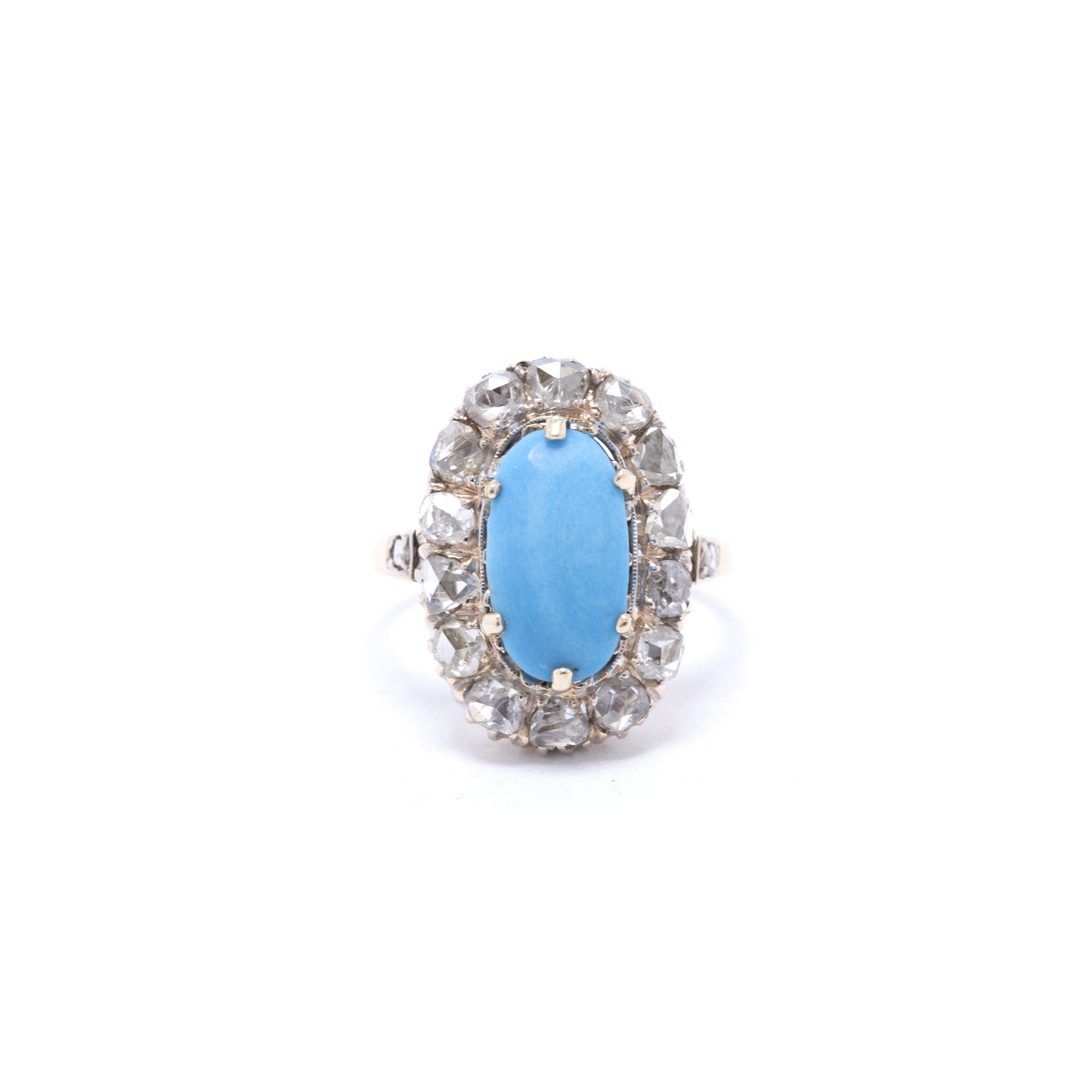 Antique Larimar & Diamond Ring