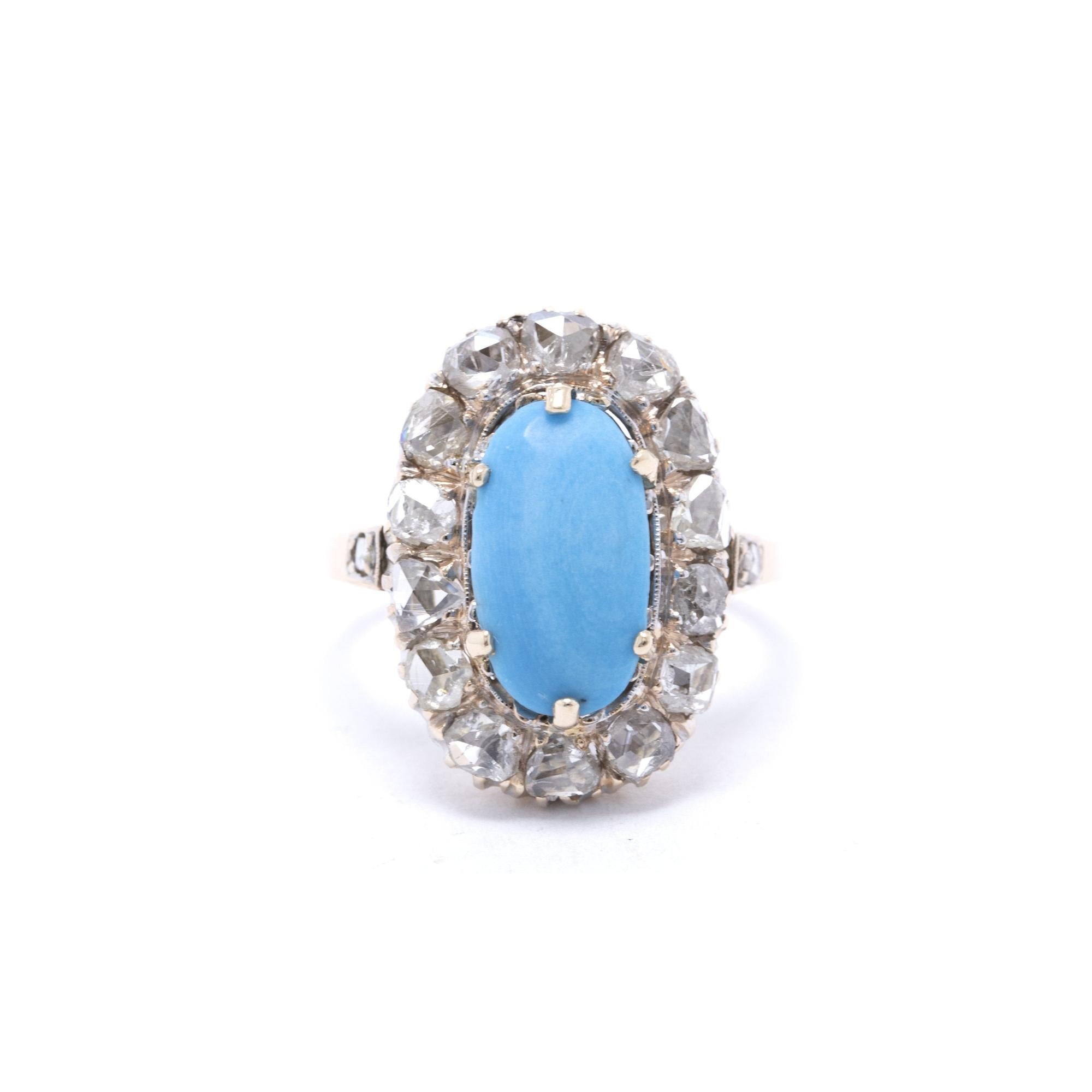 Antique Larimar & Diamond Ring