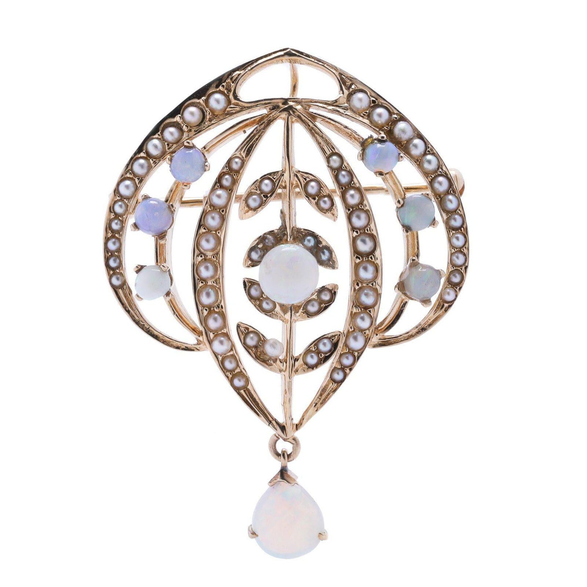 Antique Opal & Seed Pearl Brooch/Pendant
