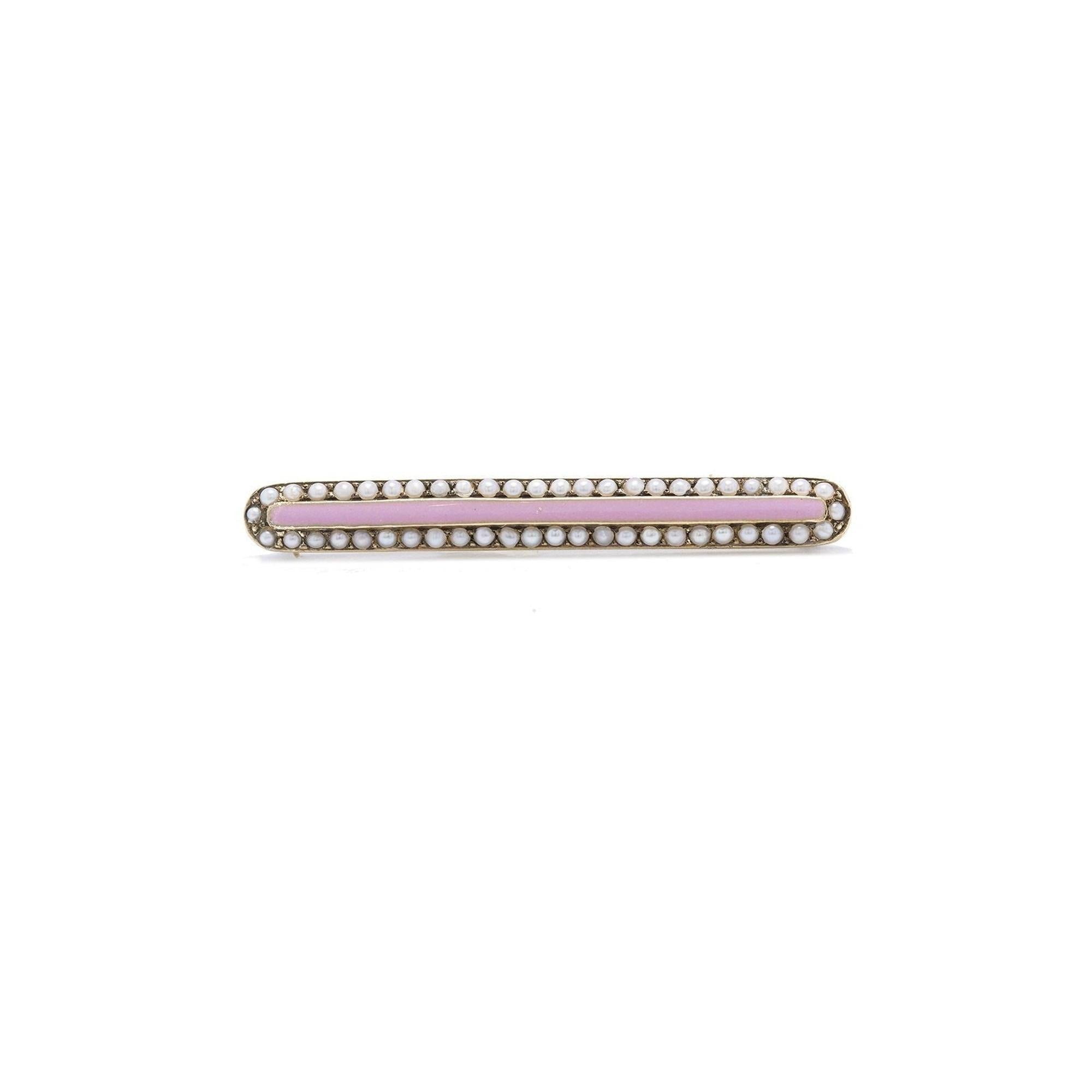 Antique Pearl Pink Bar Brooch