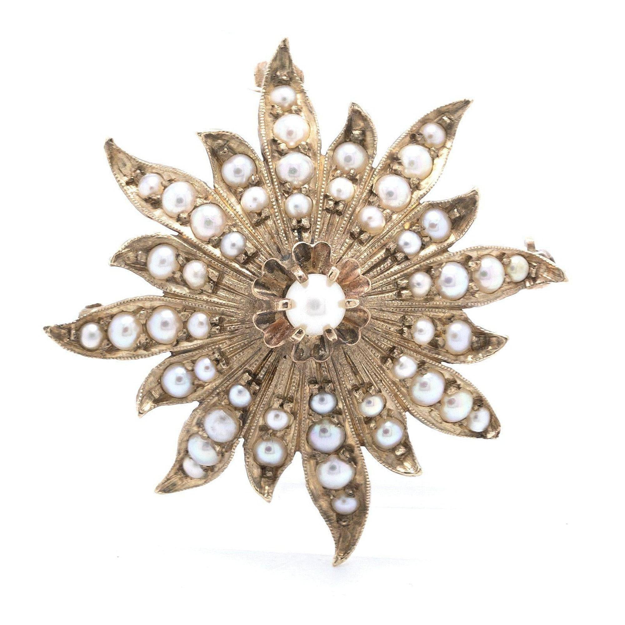 Antique Pearl Starburst Brooch/Pendant