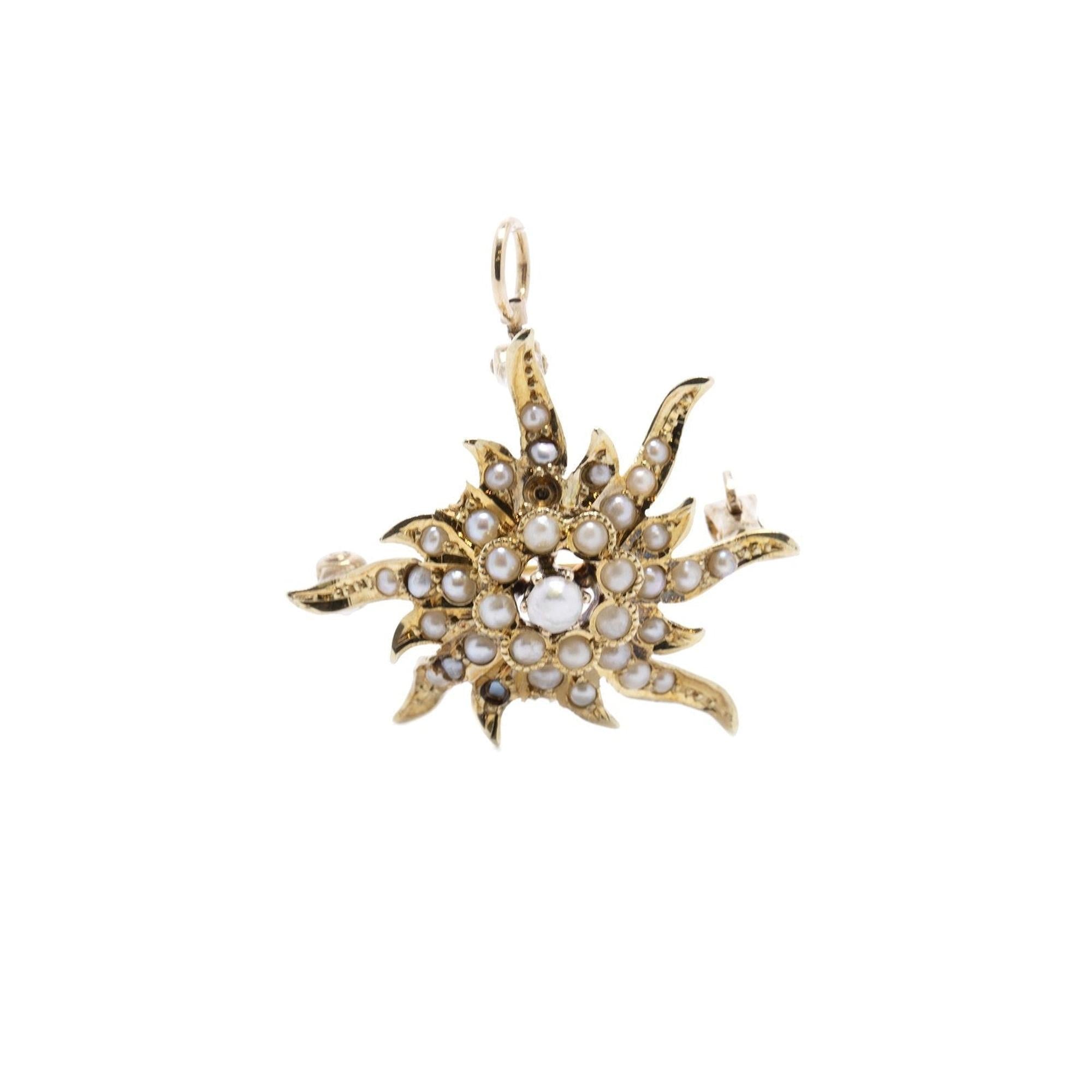 Antique Pearl Starburst Brooch/Pendant