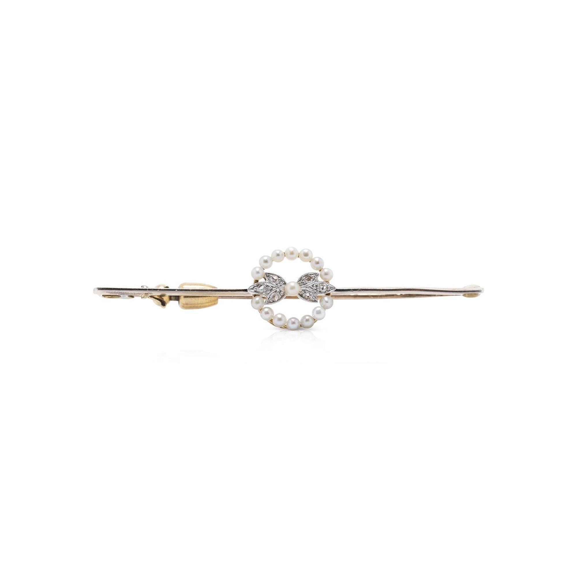 Antique Pearl and Diamond Bar Pin