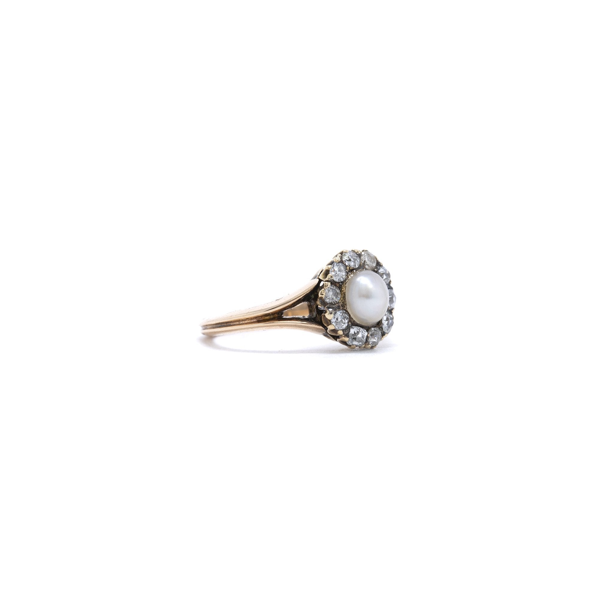 Antique Pearl and Diamond Cocktail Ring