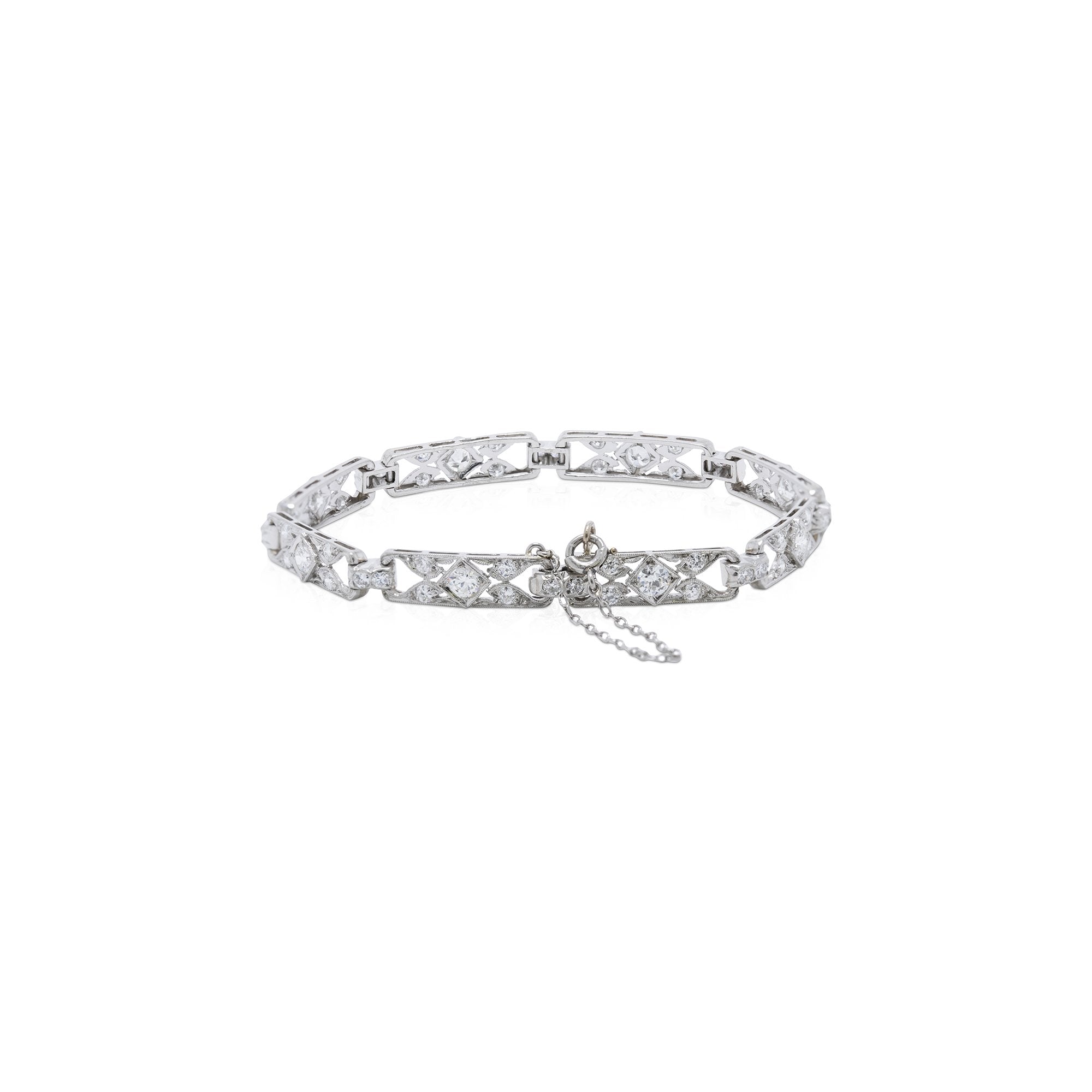 Antique Platinum Art Deco Diamond Link Bracelet