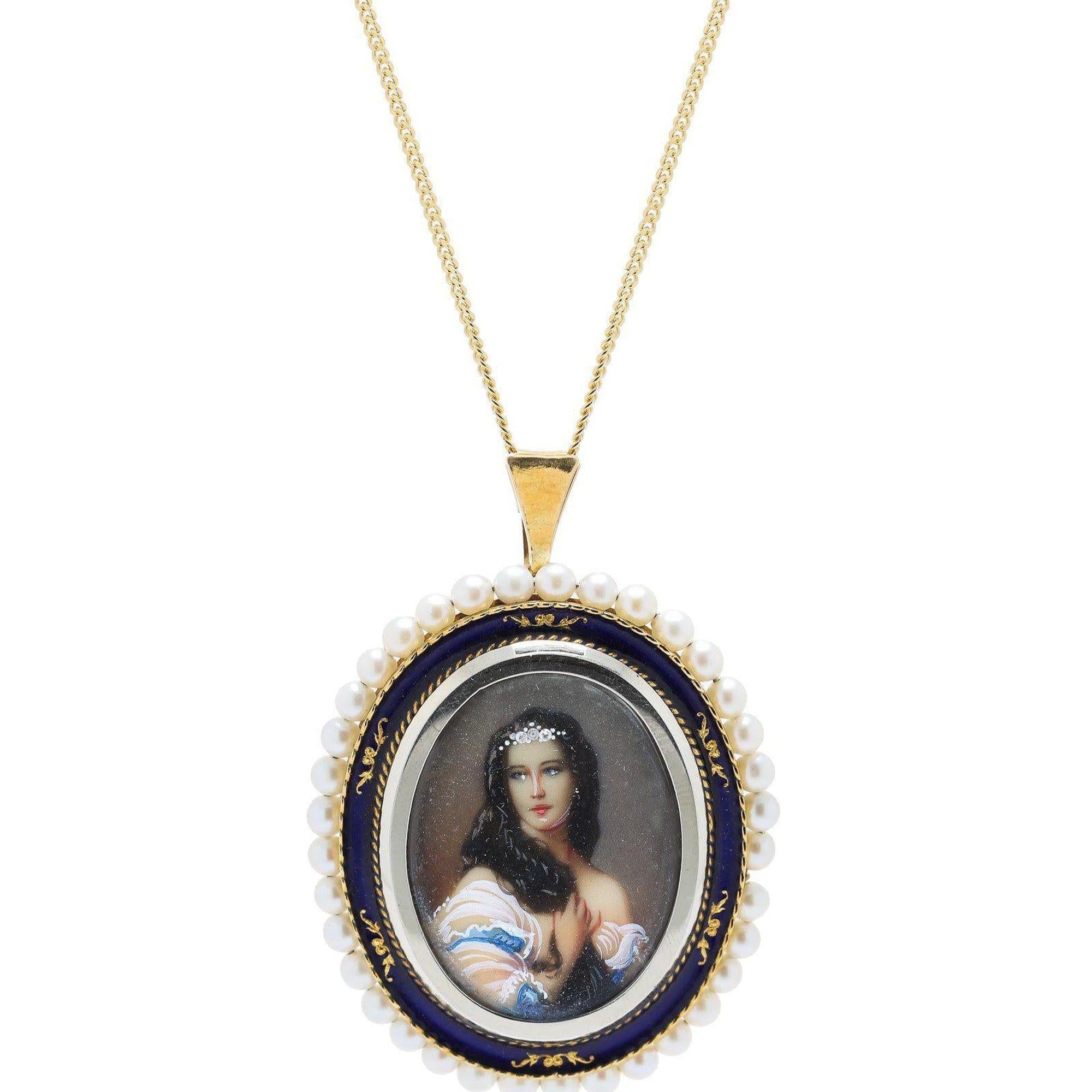 Antique Portrait Pendant Necklace