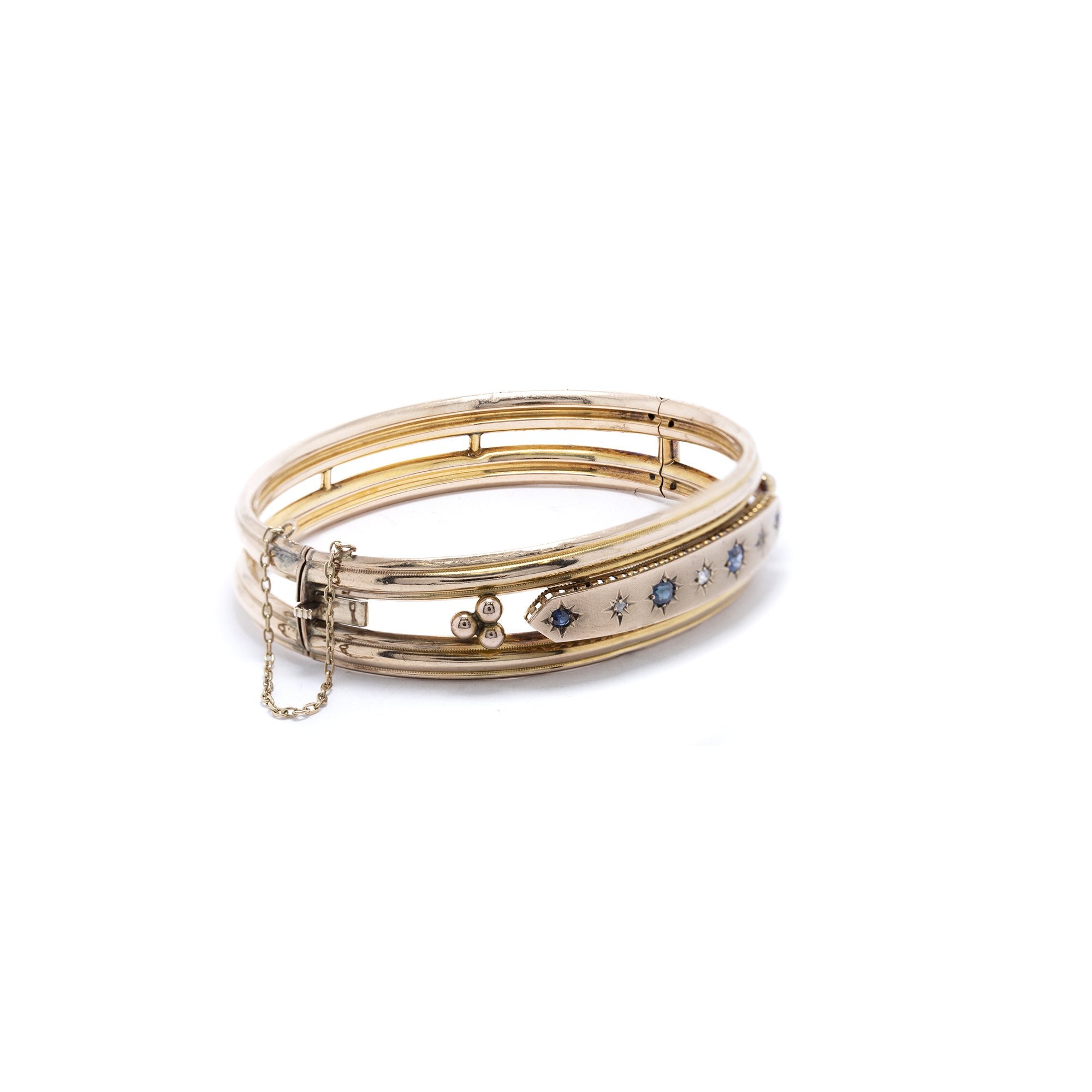 Antique Sapphire & Diamond Bangle Bracelet