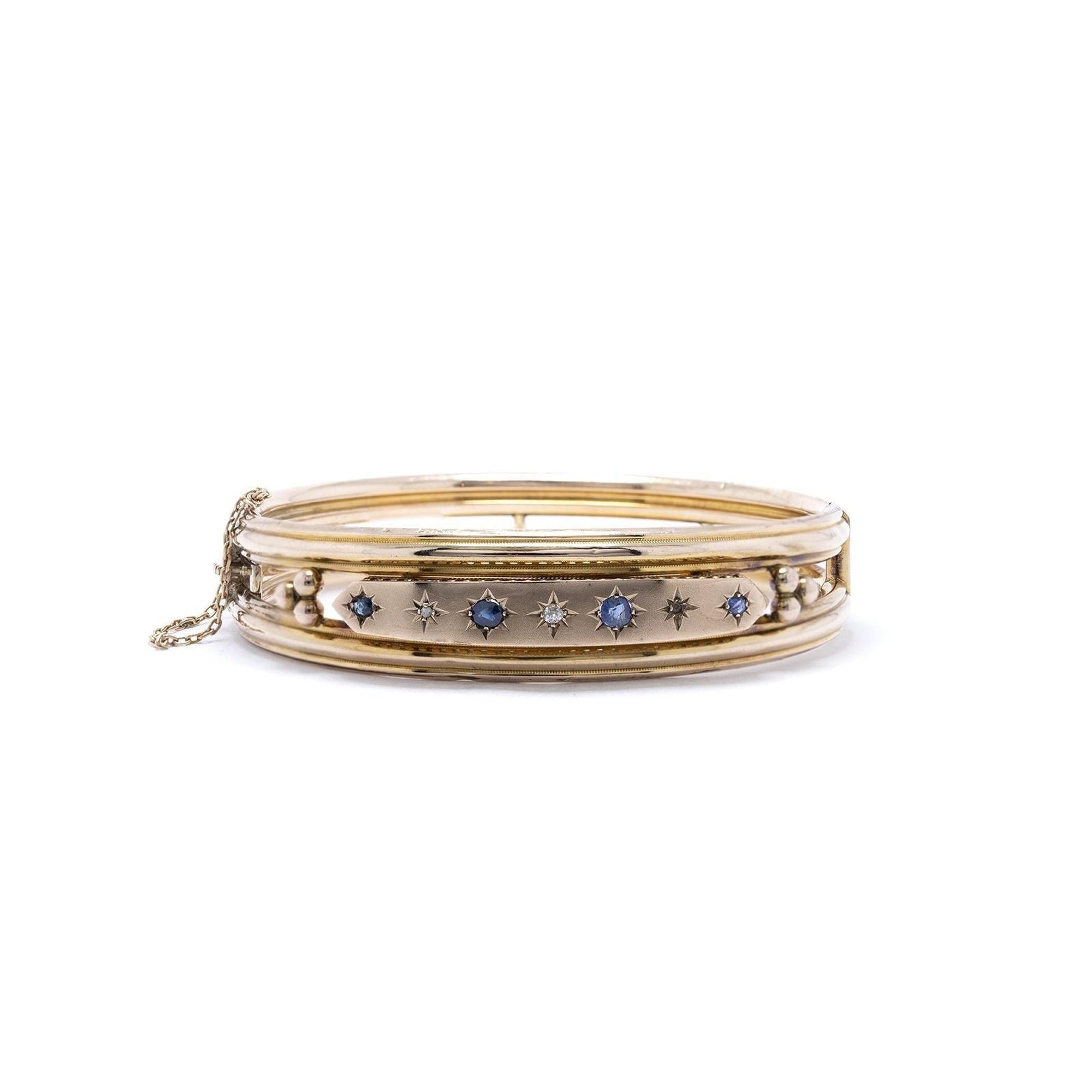 Antique Sapphire & Diamond Bangle Bracelet