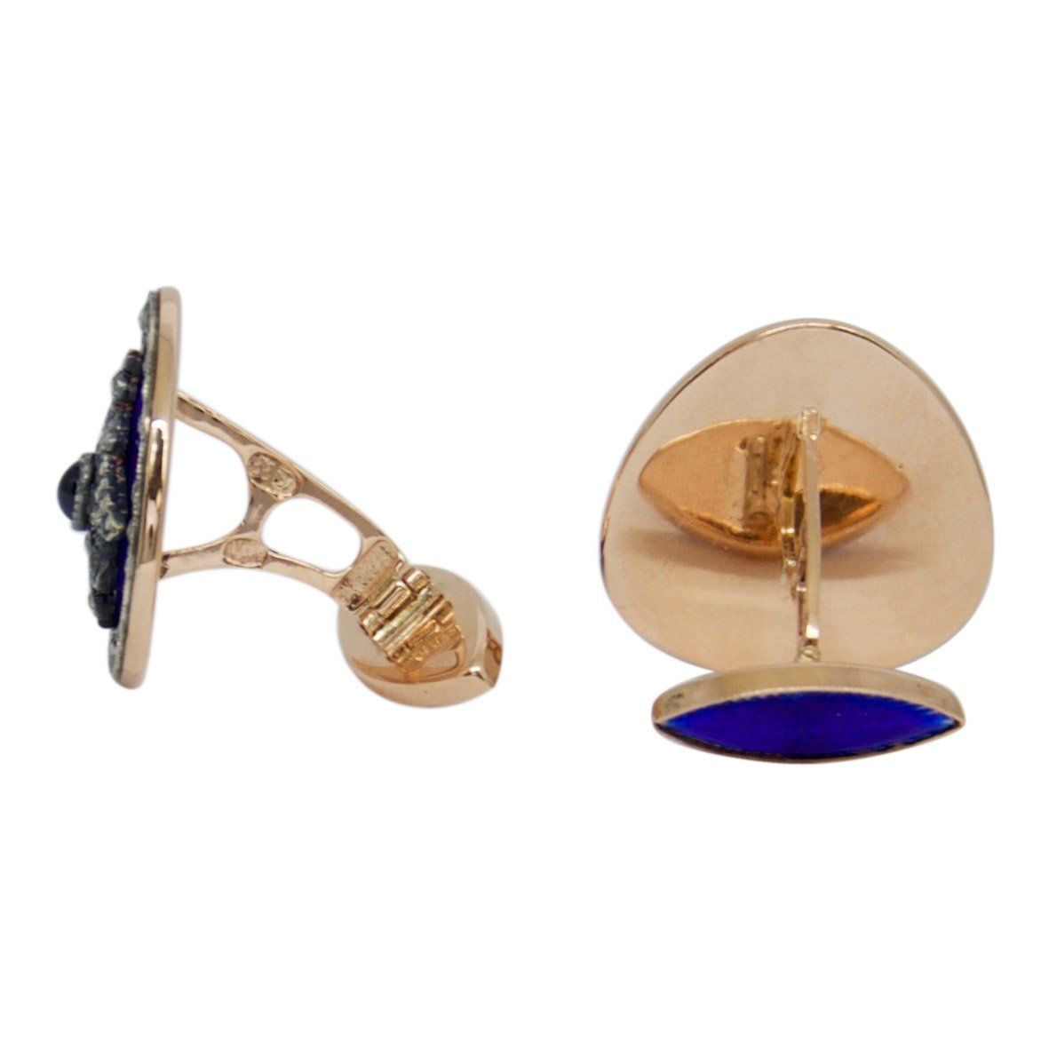 Antique Sapphire & Diamond Blue Enamel Cufflinks
