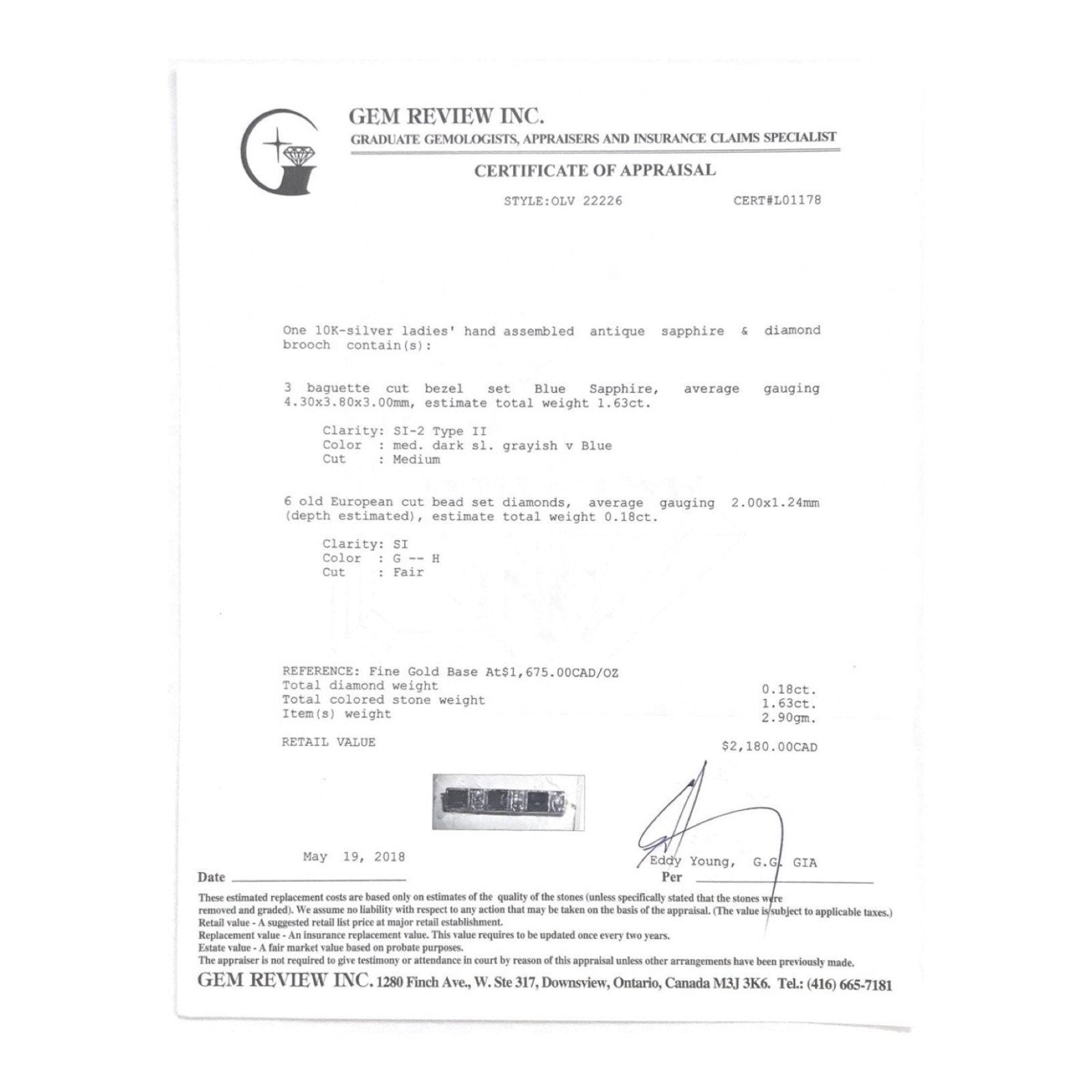 Antique Sapphire and Diamond Bar Brooch