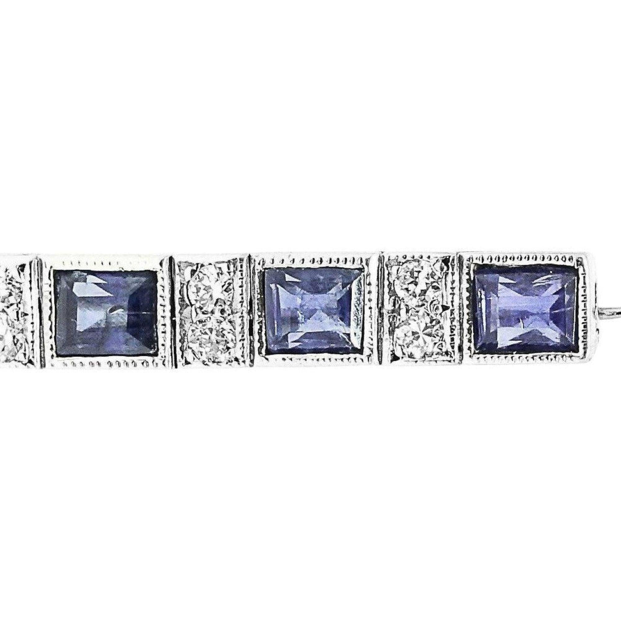 Antique Sapphire and Diamond Bar Brooch