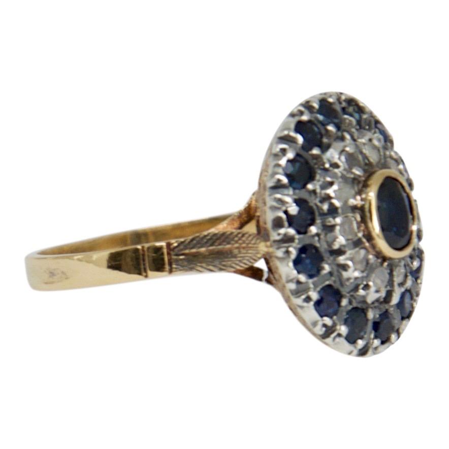 Antique Sapphire and Diamond Cocktail Ring