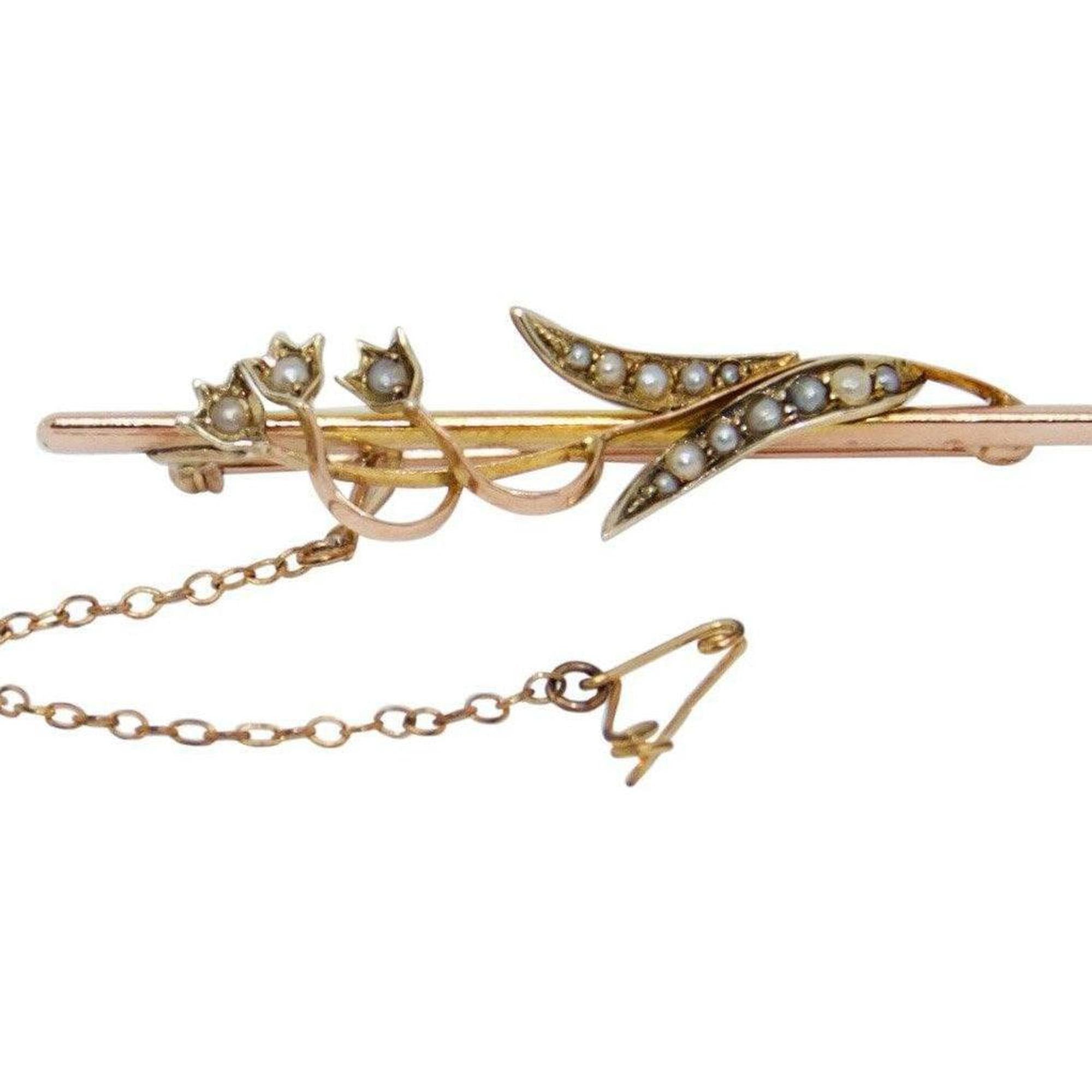 Antique Seed Pearl Bar Brooch