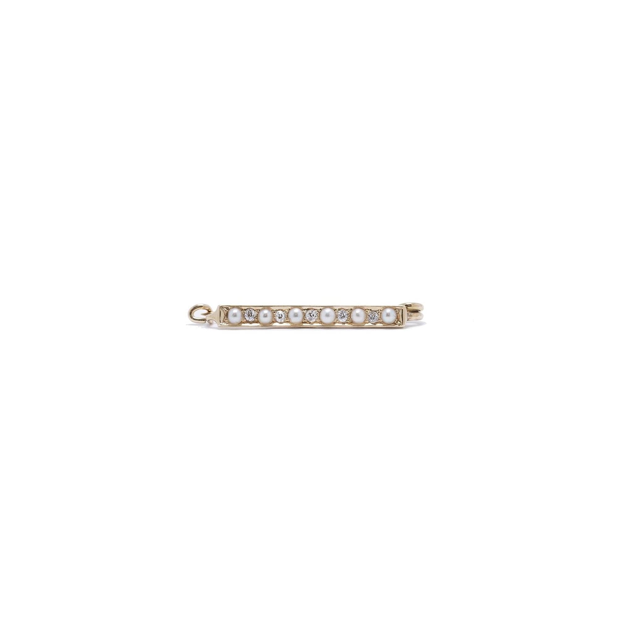 Antique Seed Pearl & Diamond Bar Brooch