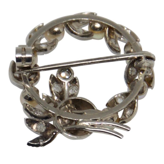 Antique Seed Pearl & Diamond Circle Brooch
