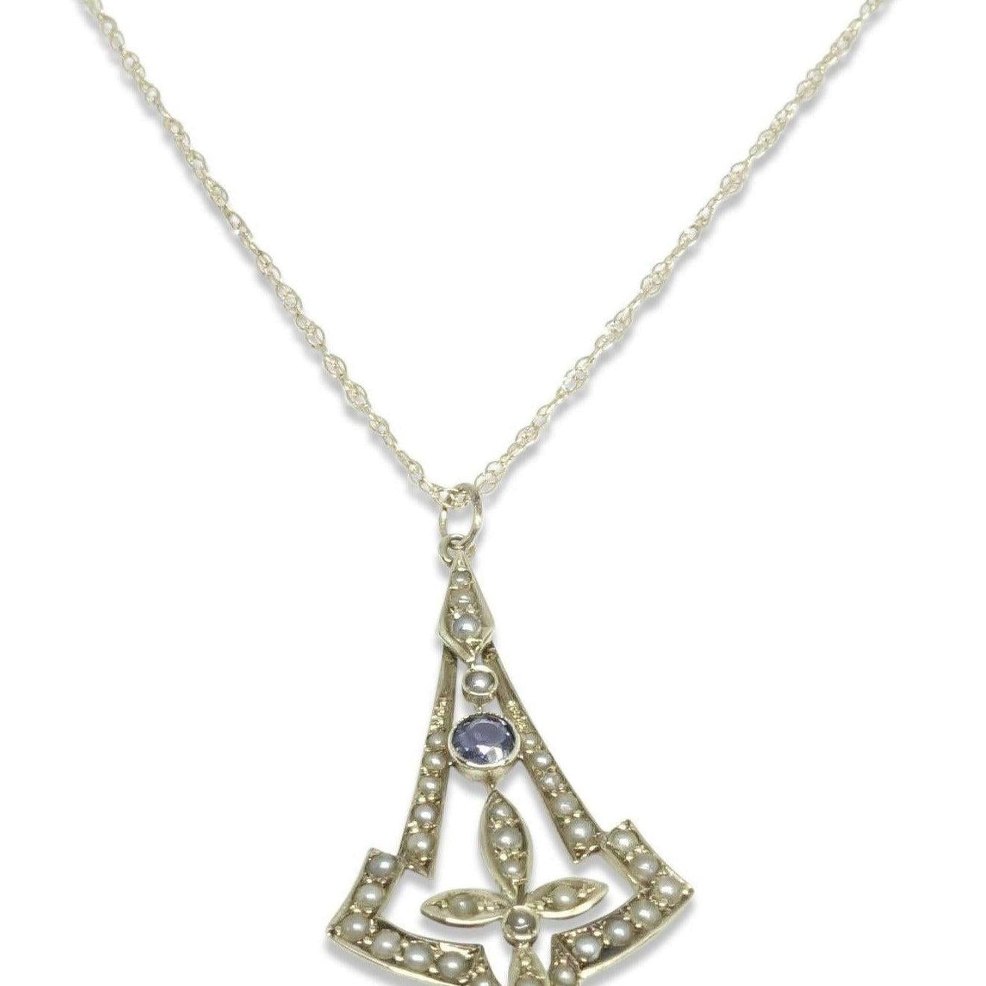 Antique Seed Pearl Pendant Necklace