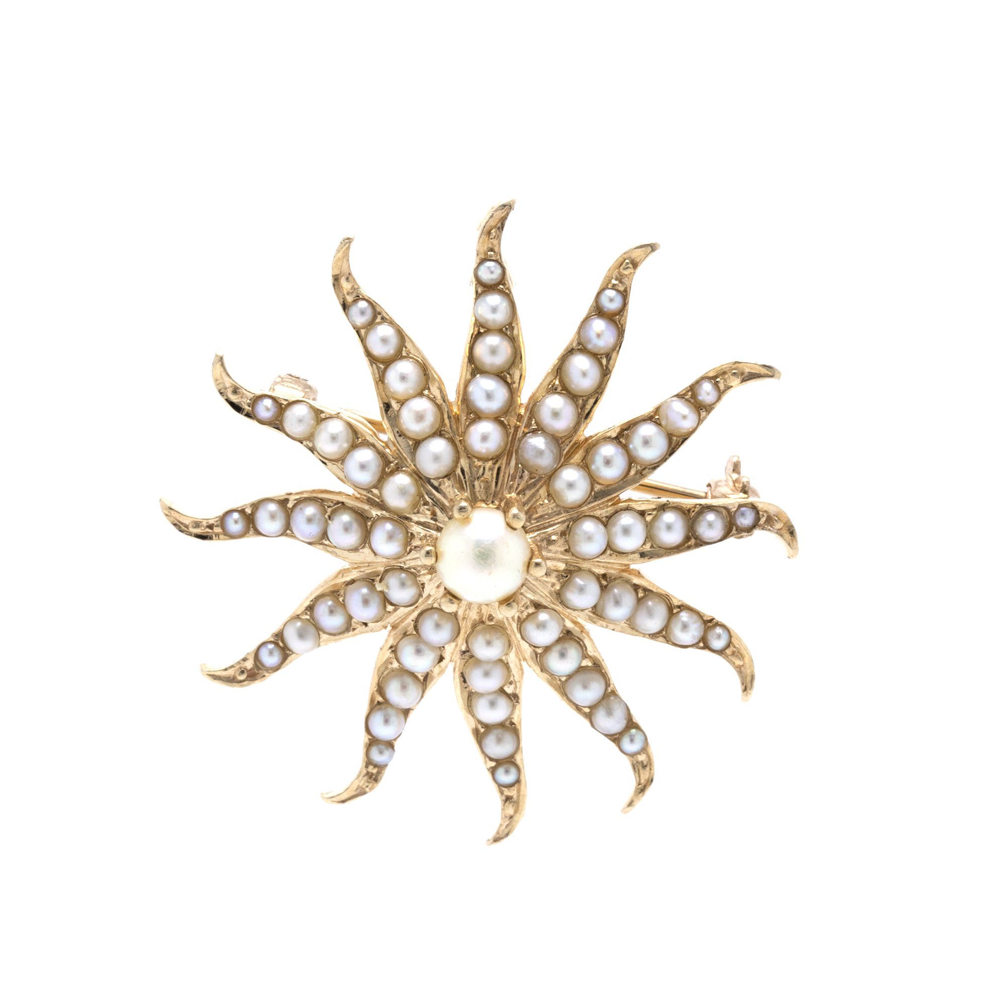 Antique Seed Pearl Starburst Brooch/Pendant