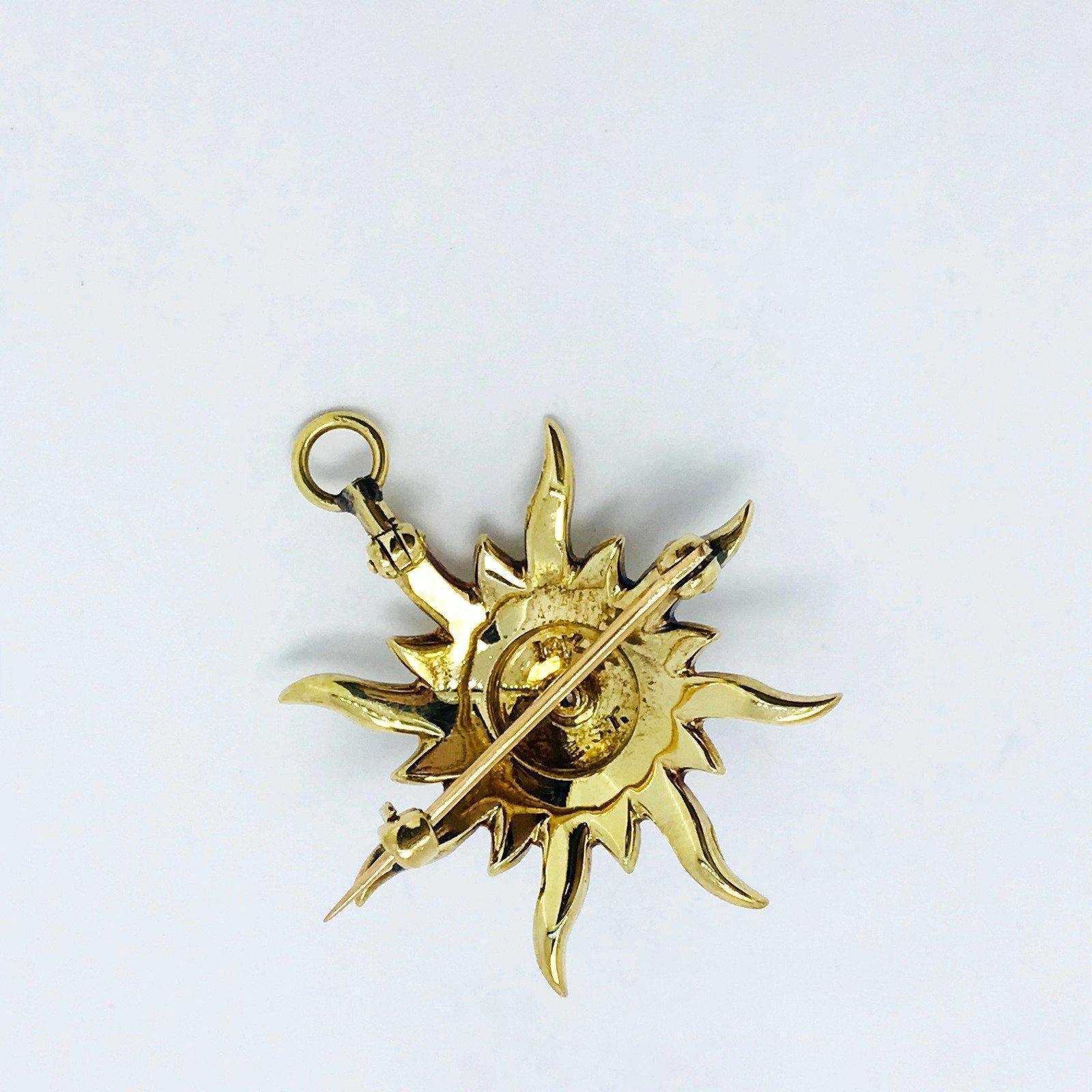 Antique Seed Pearls Starburst Pendant/ Brooch