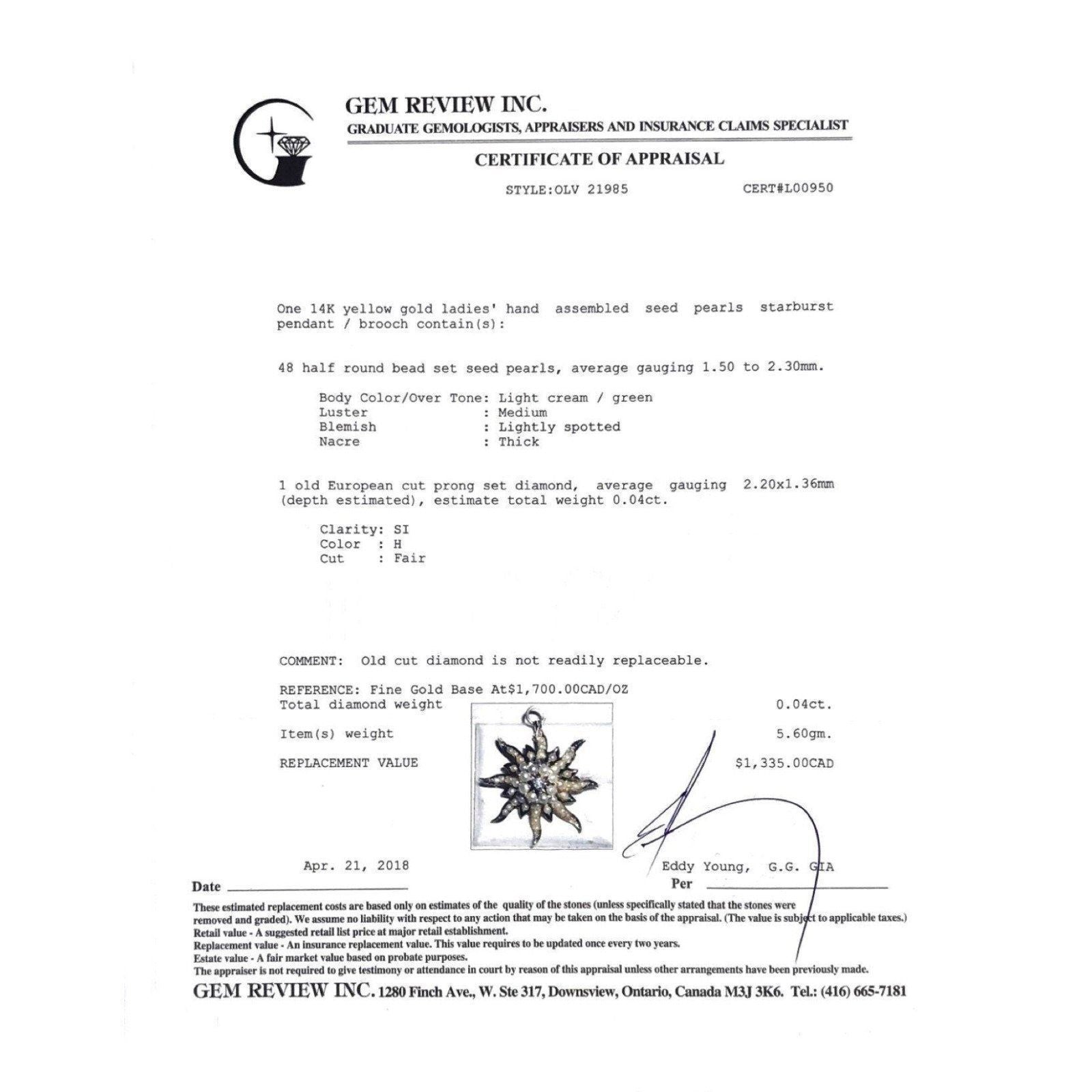 Antique Seed Pearls Starburst Pendant/ Brooch