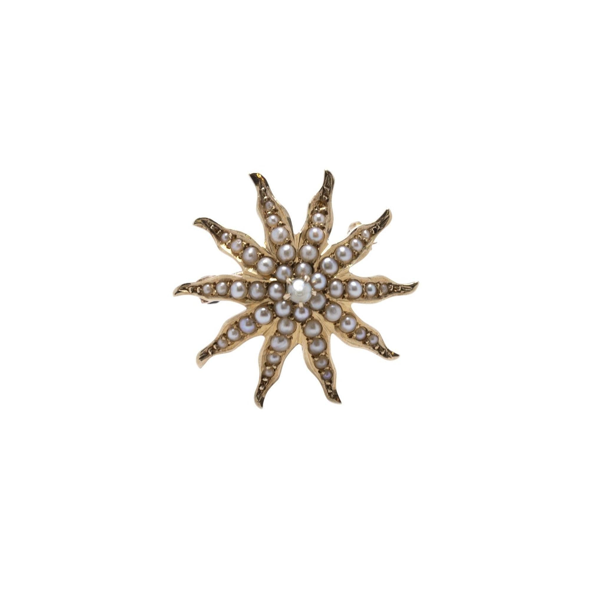 Antique Sunburst Seed Pearl Brooch/Pendant