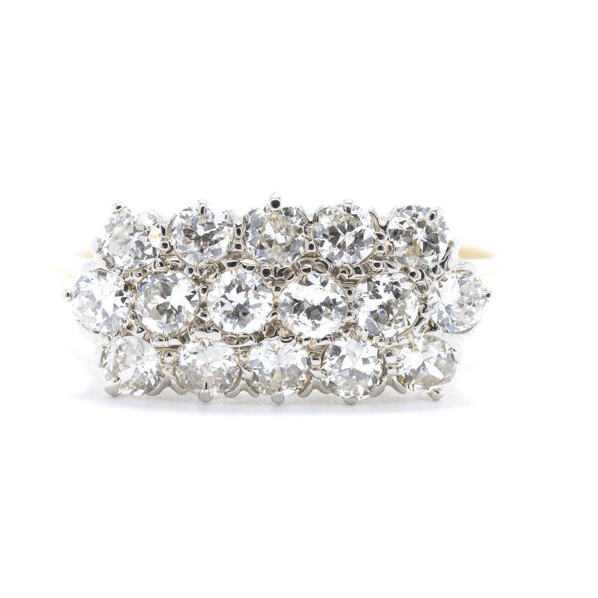 Antique Three-Row Diamond Ring