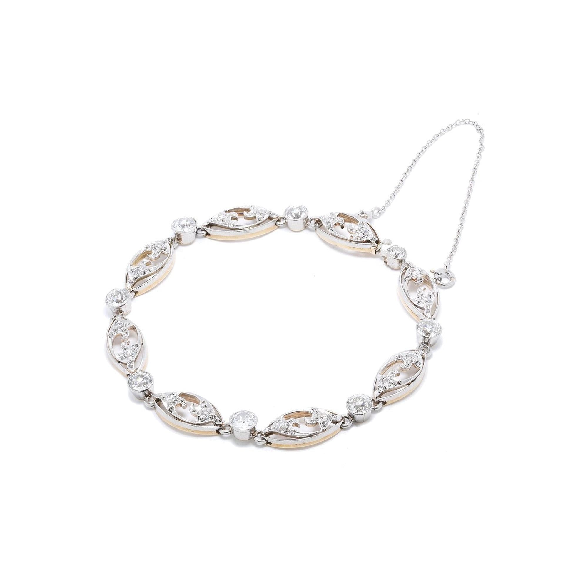 Antique Two-Tone Diamond Link Bracelet