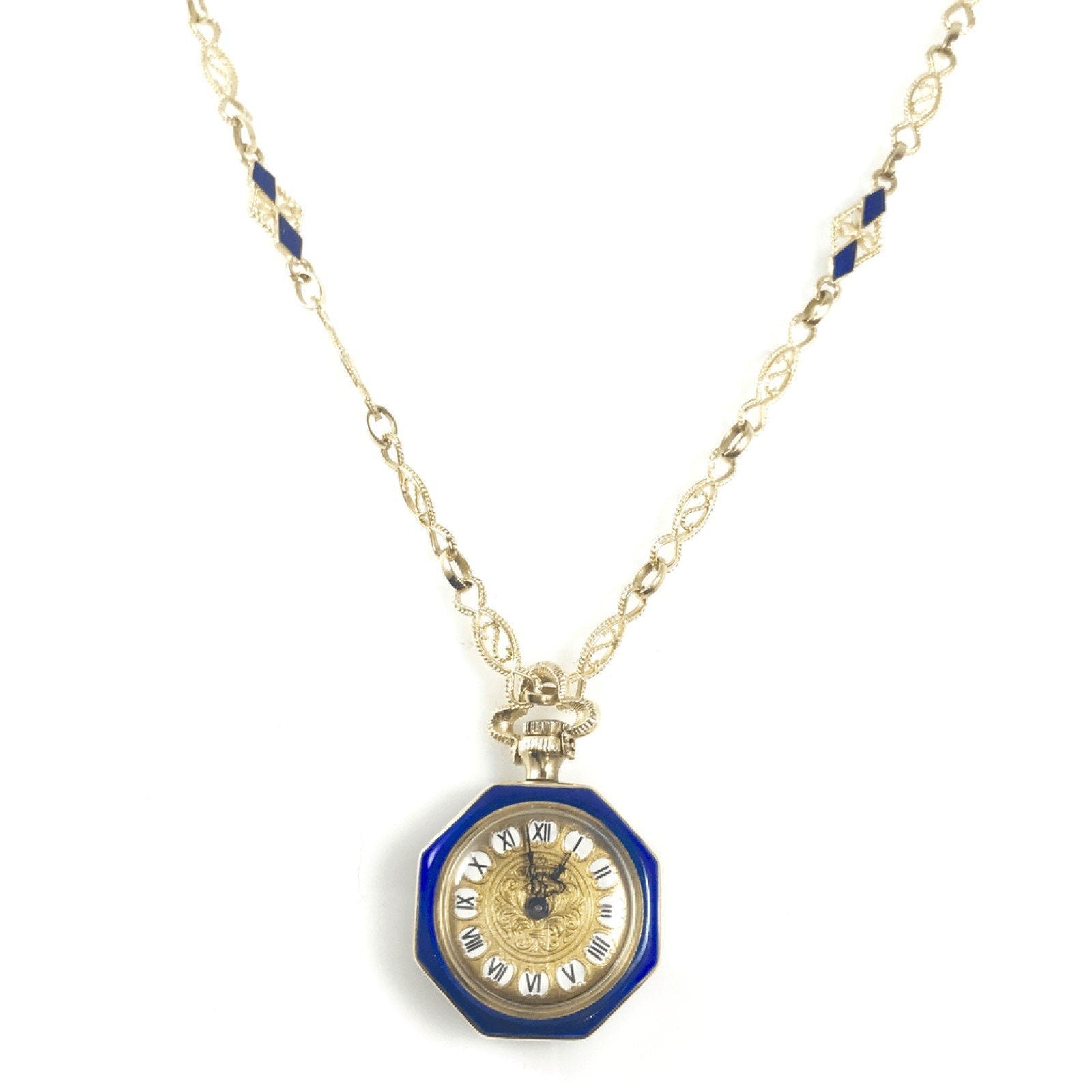 Antique Whithal Mechanical Movement Watch Pendant Necklace