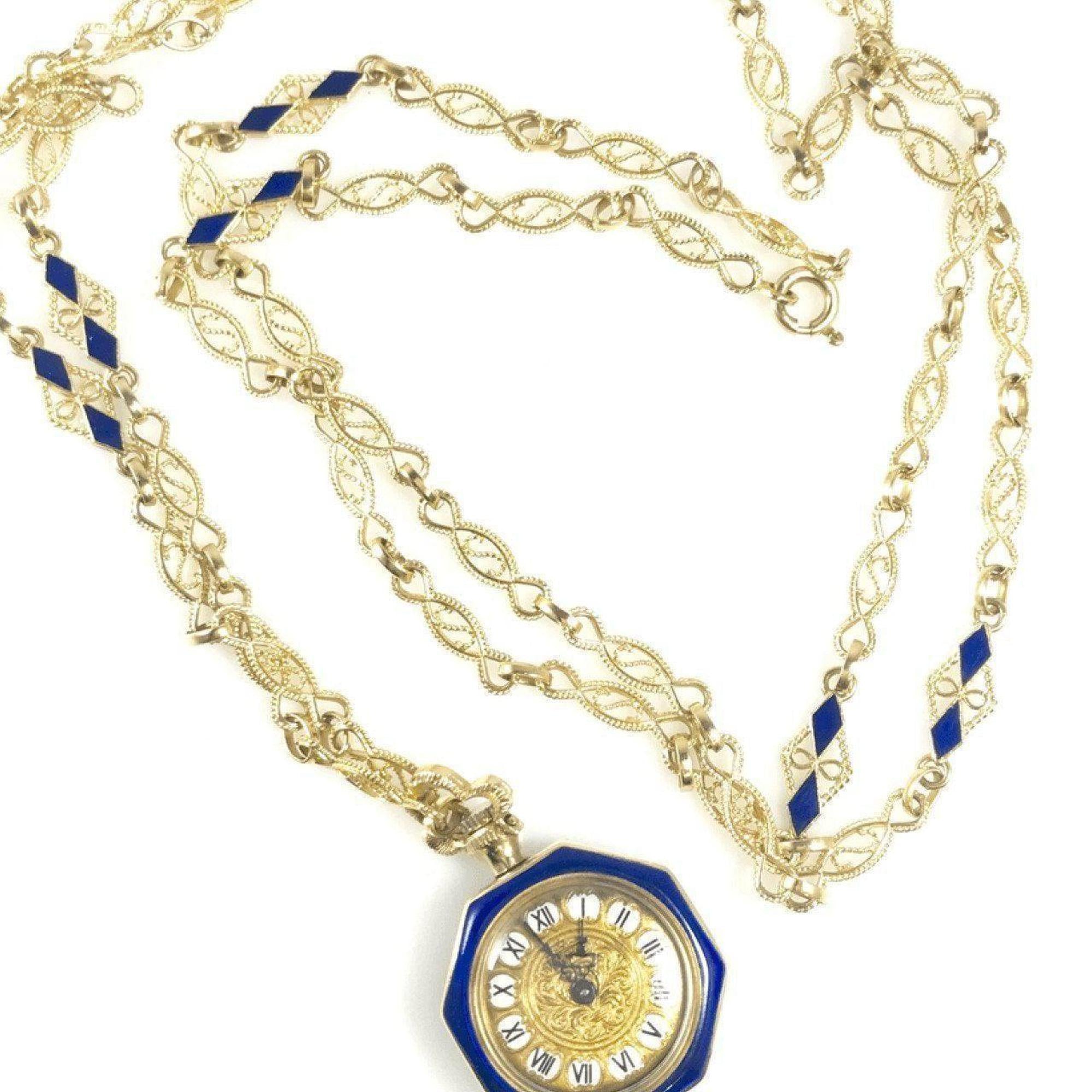 Antique Whithal Mechanical Movement Watch Pendant Necklace