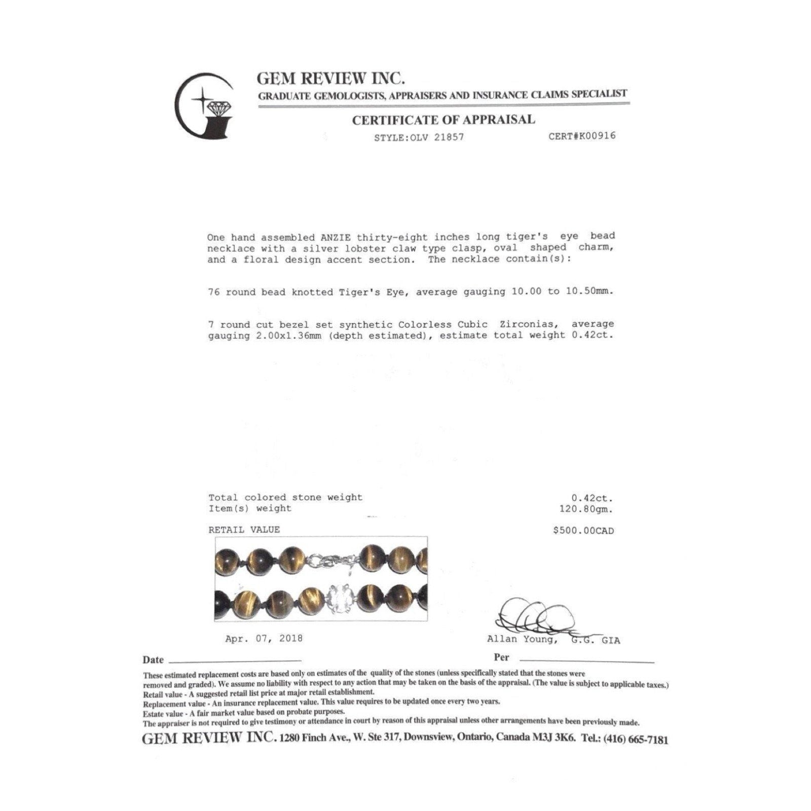 Anzie Tiger's Eye Bead Necklace