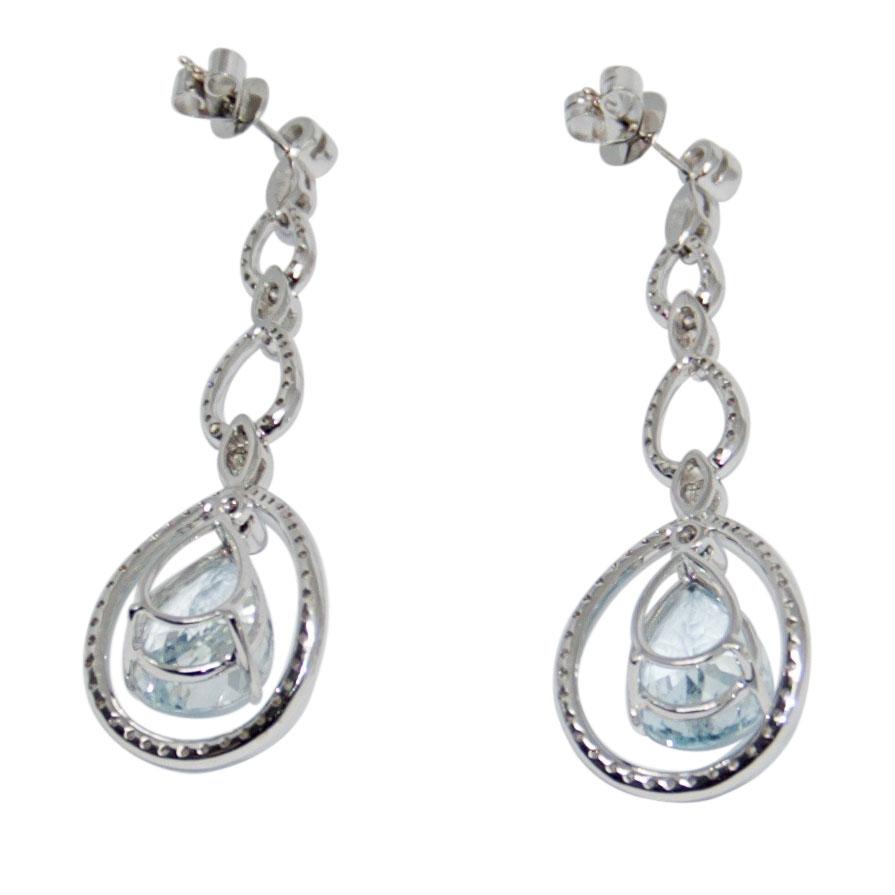 Aquamarine & Diamond Drop Earrings